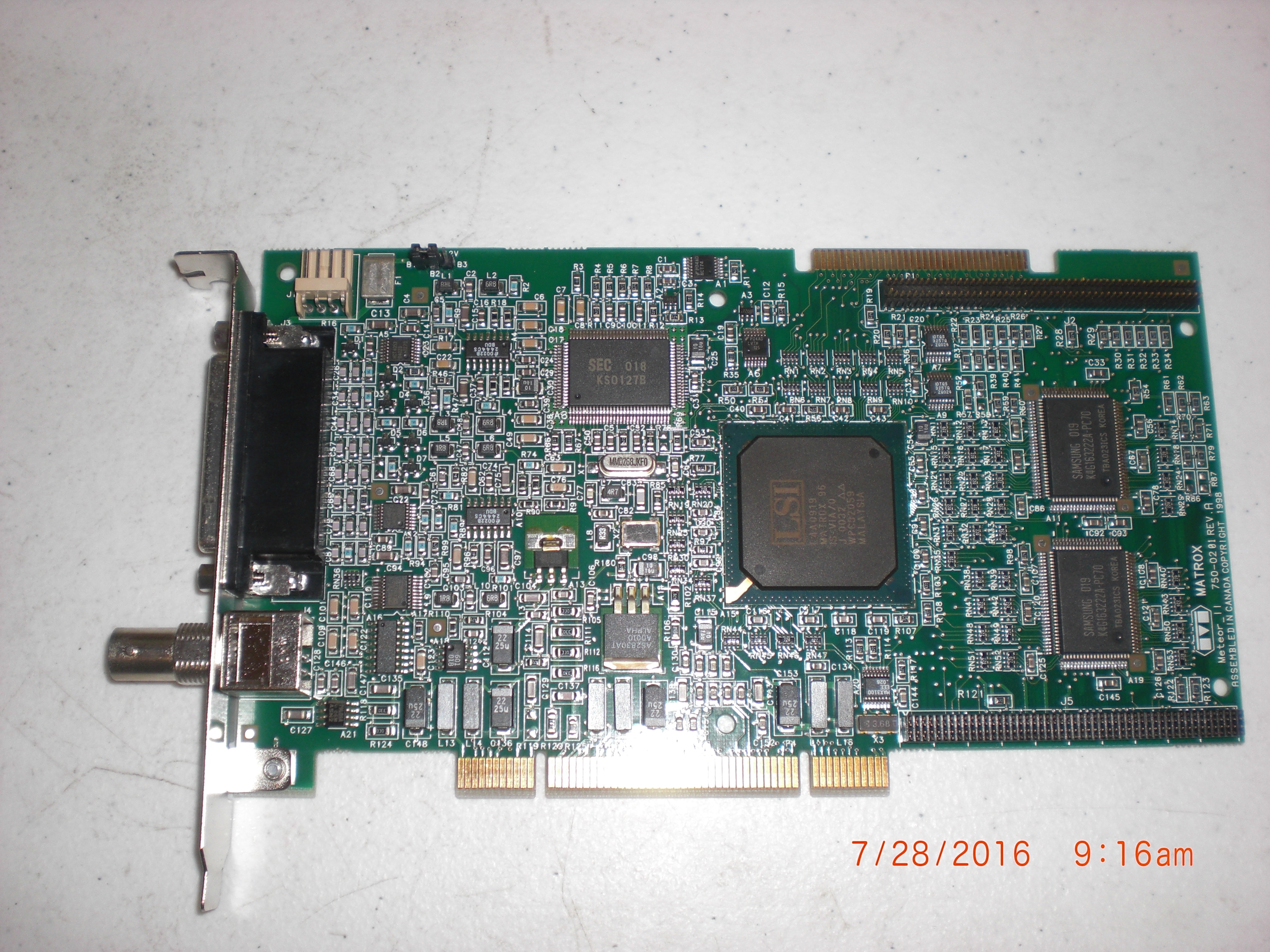 PCB analog monochrome or color video acquisition MATROX 750-0201 Meteor II 