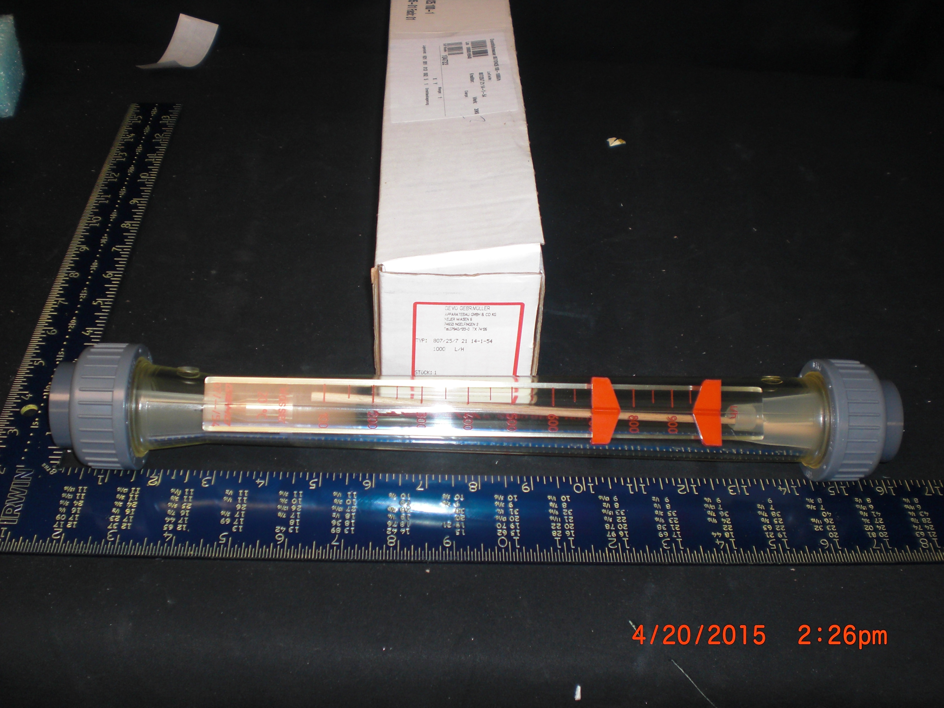 Flowmeter GEMU 807/25/7 flow meter PVC Union DN25 - 1in  1000 l/h