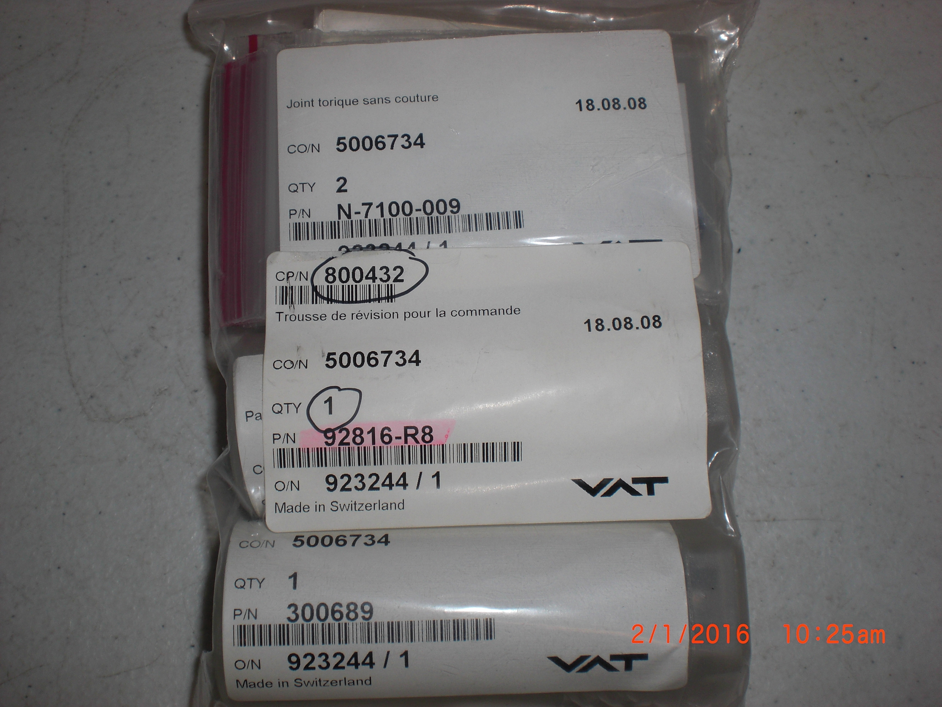 Valve actuator rebuild kit VAT 92816-R8 