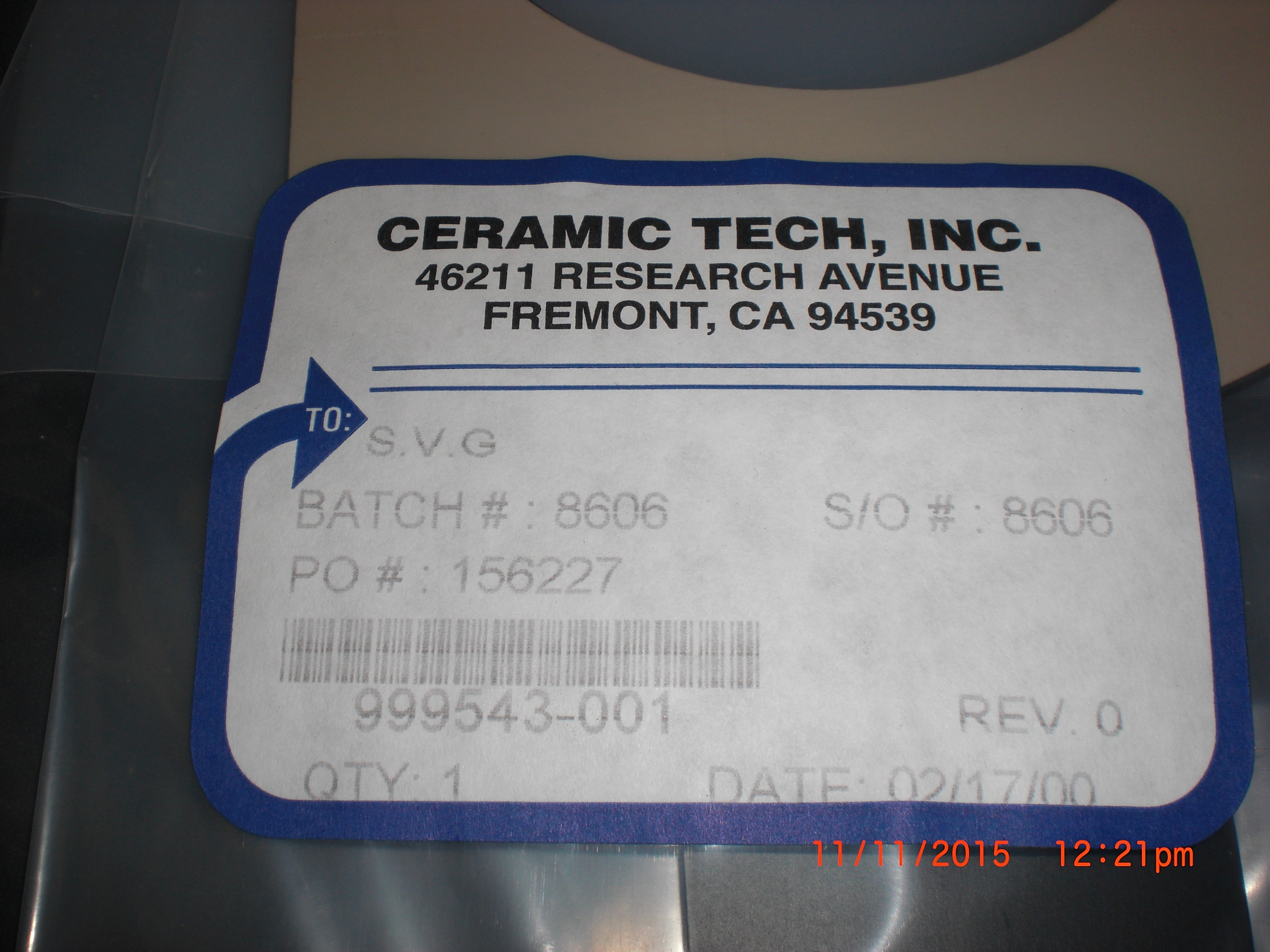 SVG THERMCO 999543-001 : GetSpares, LLC