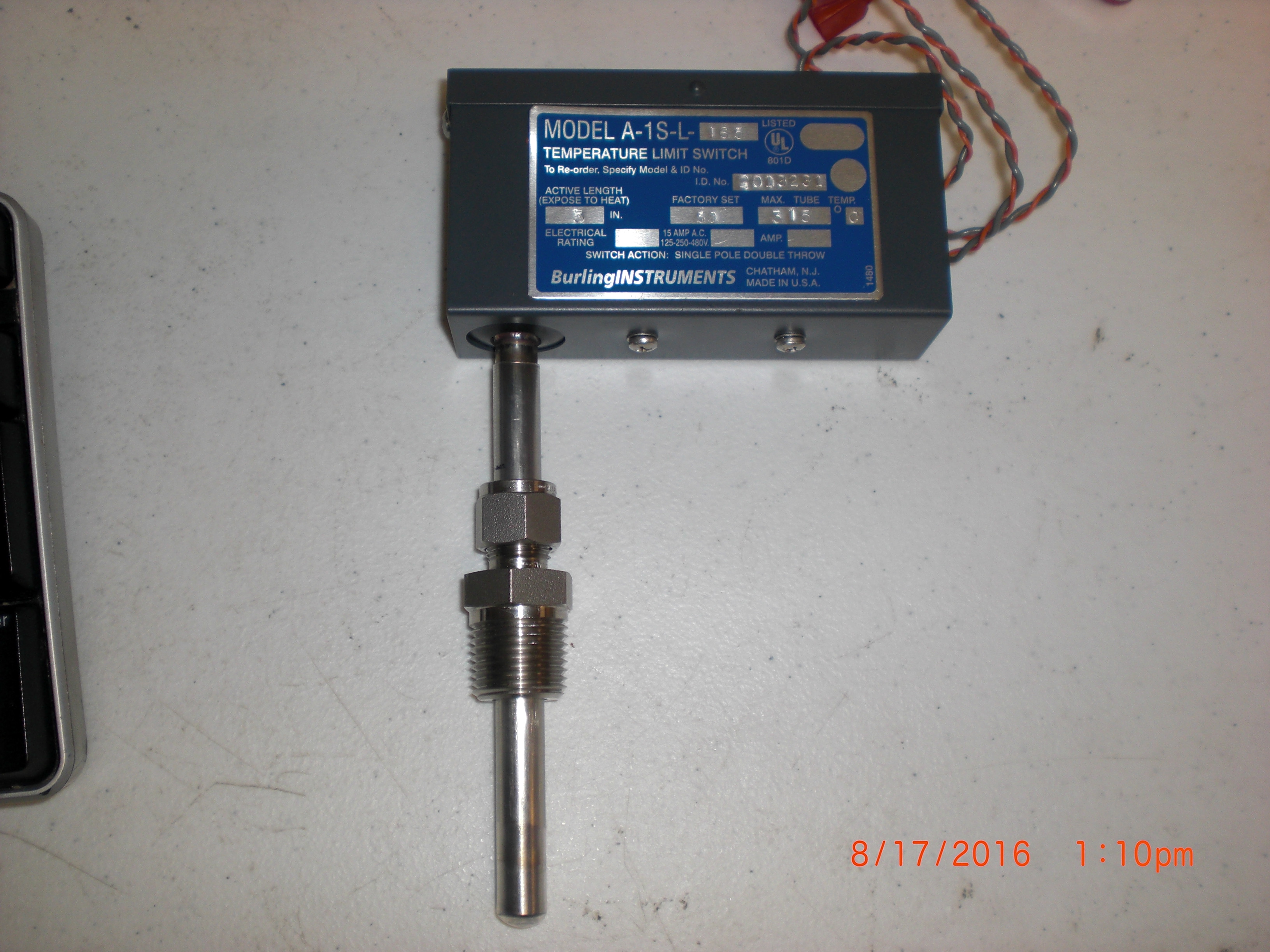 Switch Burling Instruments A-1S-L-165 Switch Over temp 50 C