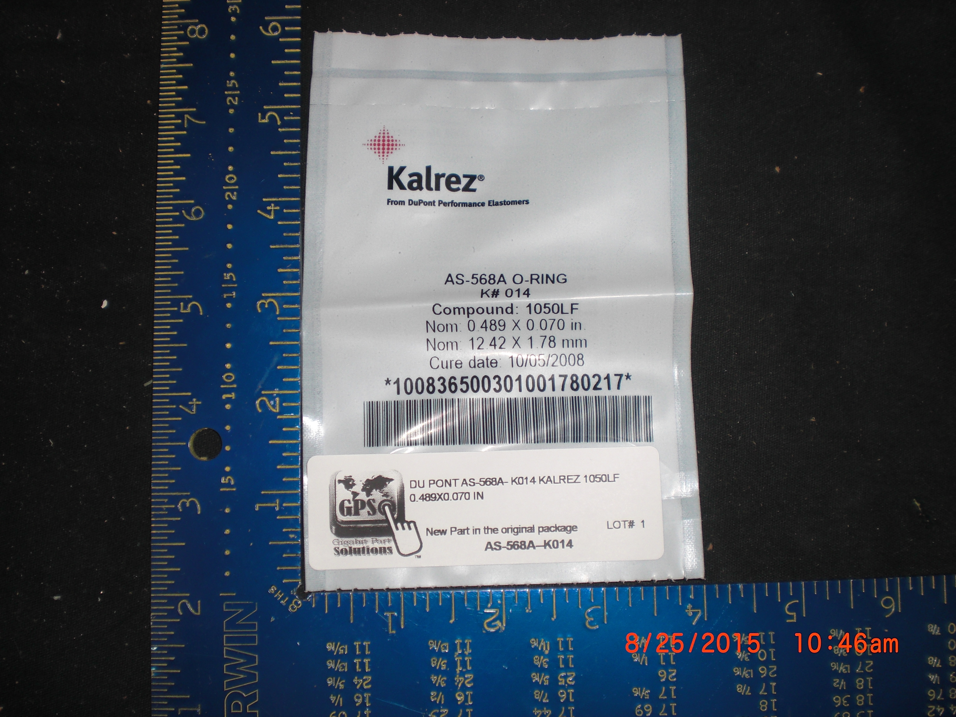 O-Ring  DU PONT AS-568A- K014 Kalrez 1050LF 0.489x0.070 in 