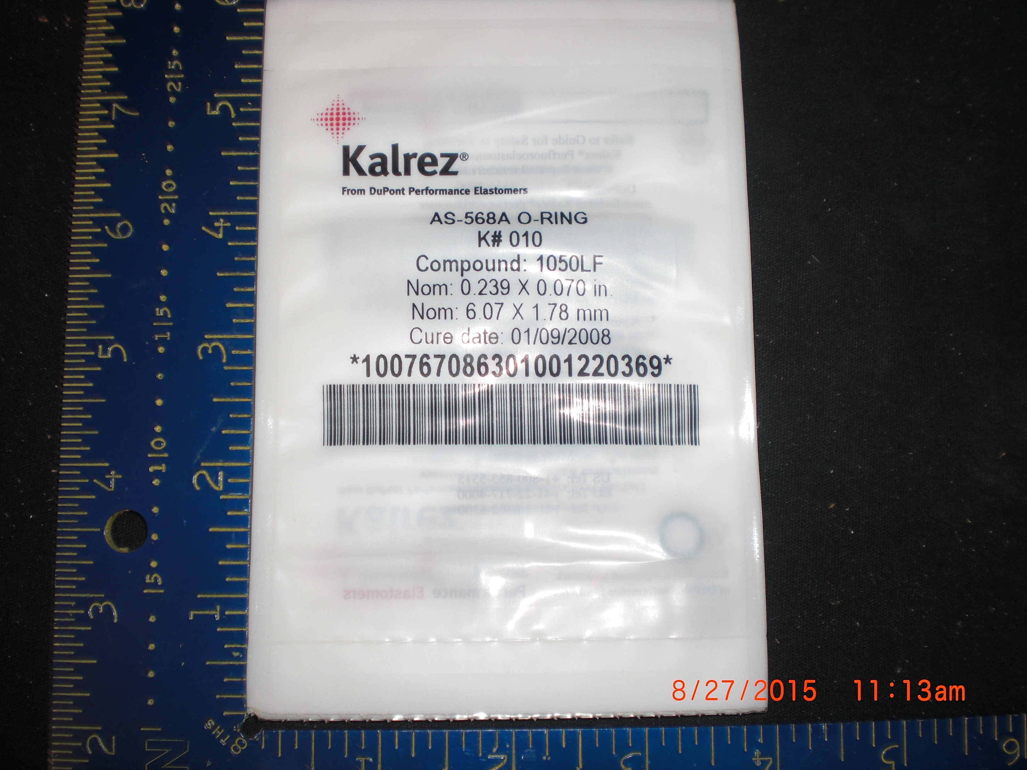 O-Ring  DU PONT AS-568A K010 Karez PKG 8 0.239x0.070 in