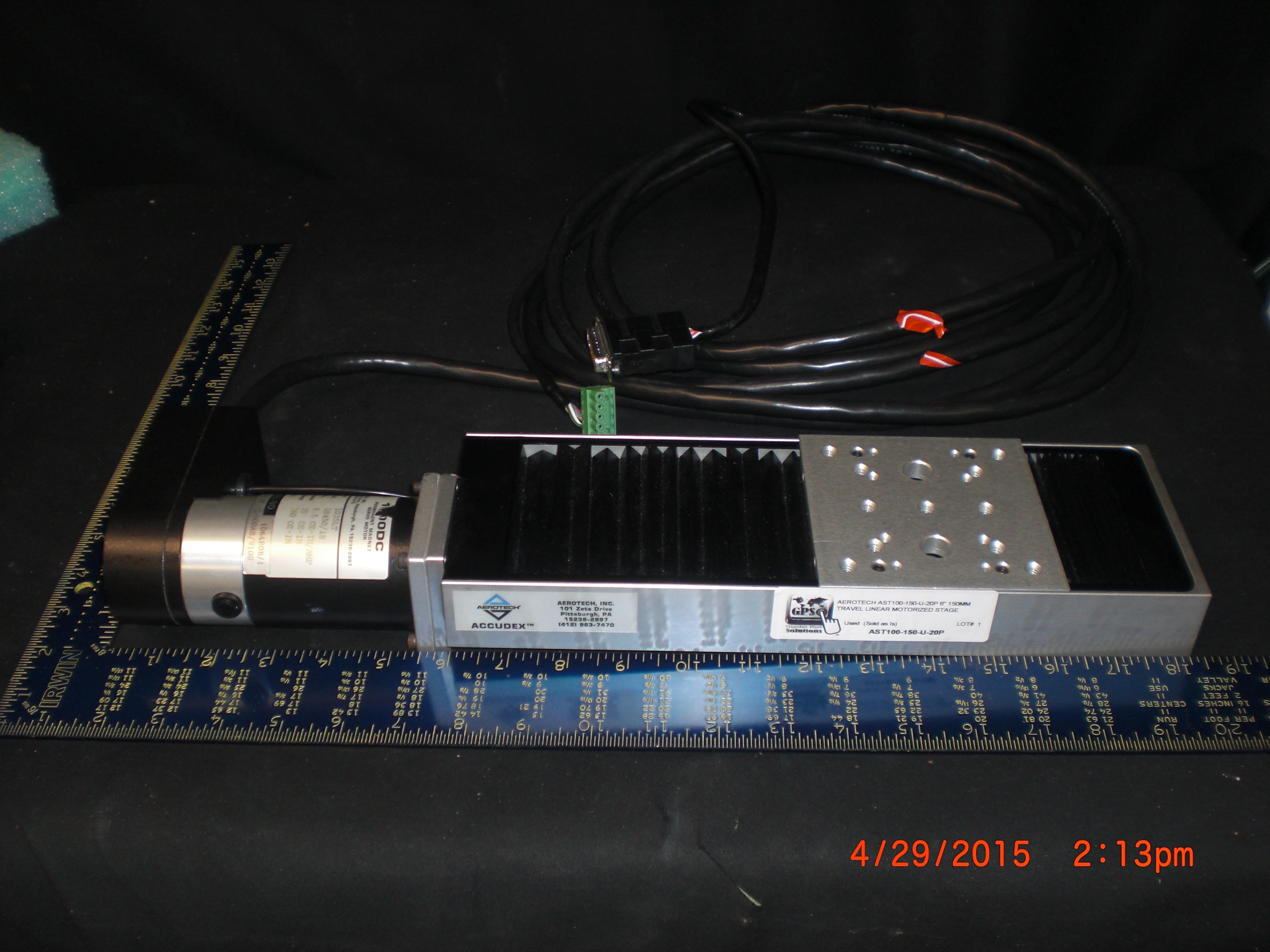 Actuator AEROTECH AST100-150-U-20P 6" 150MM TRAVEL LINEAR MOTORIZED STAGE