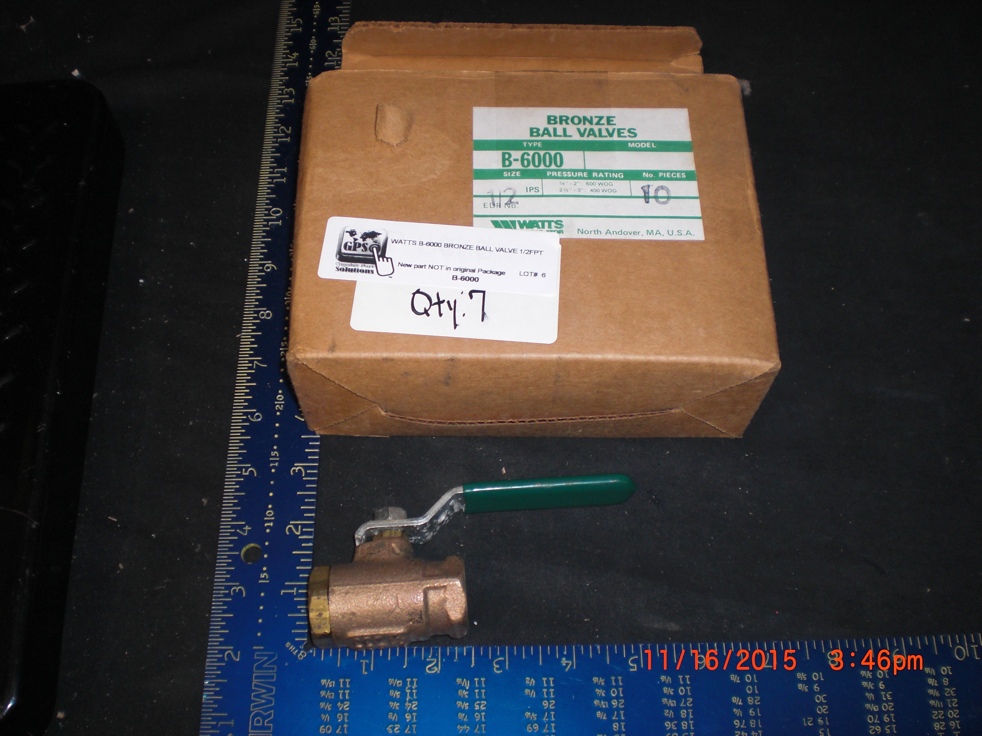 Valve WATTS B-6000 Bronze ball valve 1/2FPT
