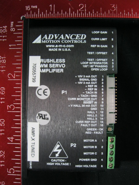 motor Controller ADVANCE MOTION CONTROLS B15A8N-INV BRUSHLESS PWM SERVO AMPLIFIER BROOKS 93470-1