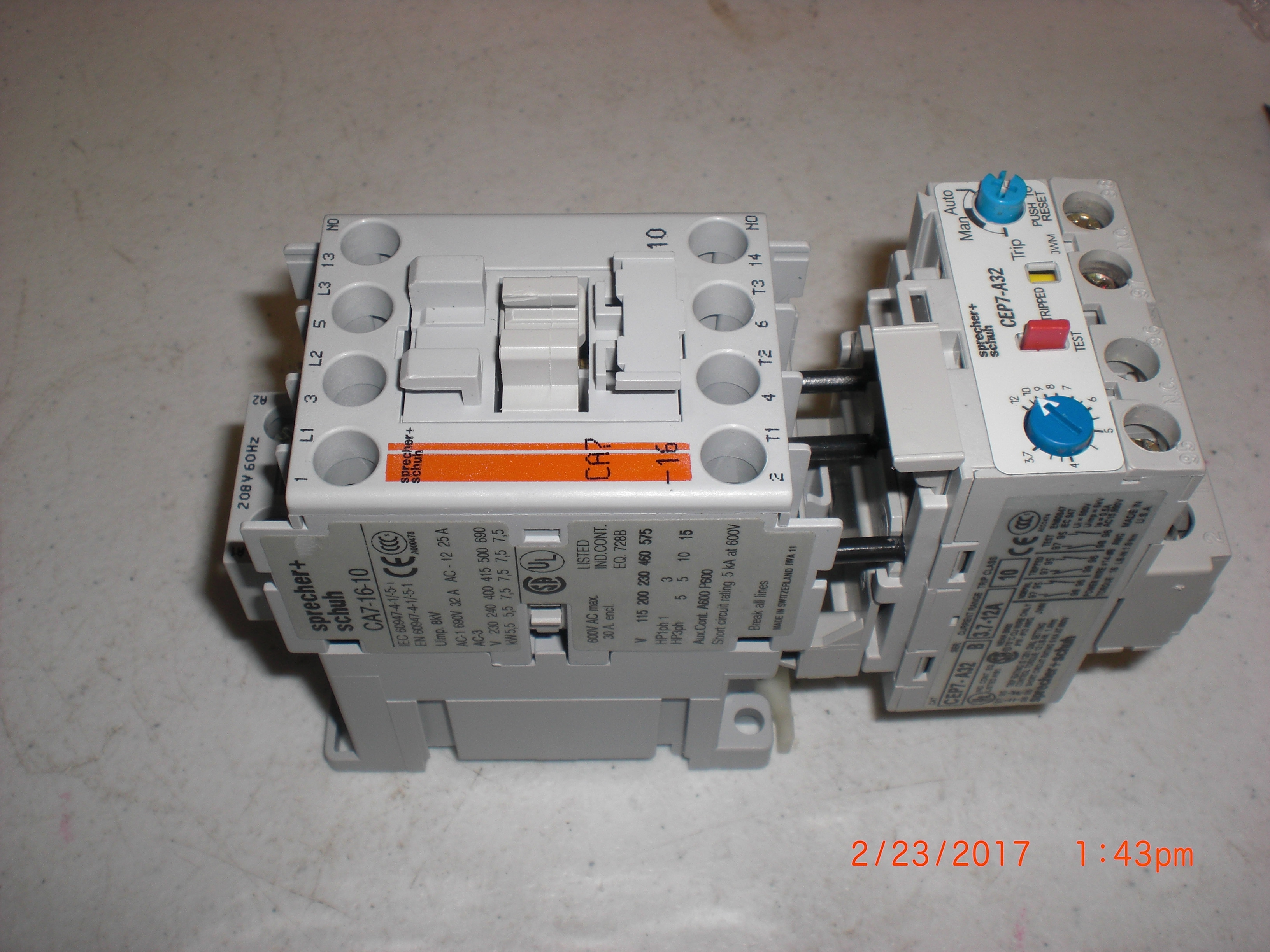 Electrical motor starter SPRECHER + SCHUH CA7-16-10 with CEP7-A32 