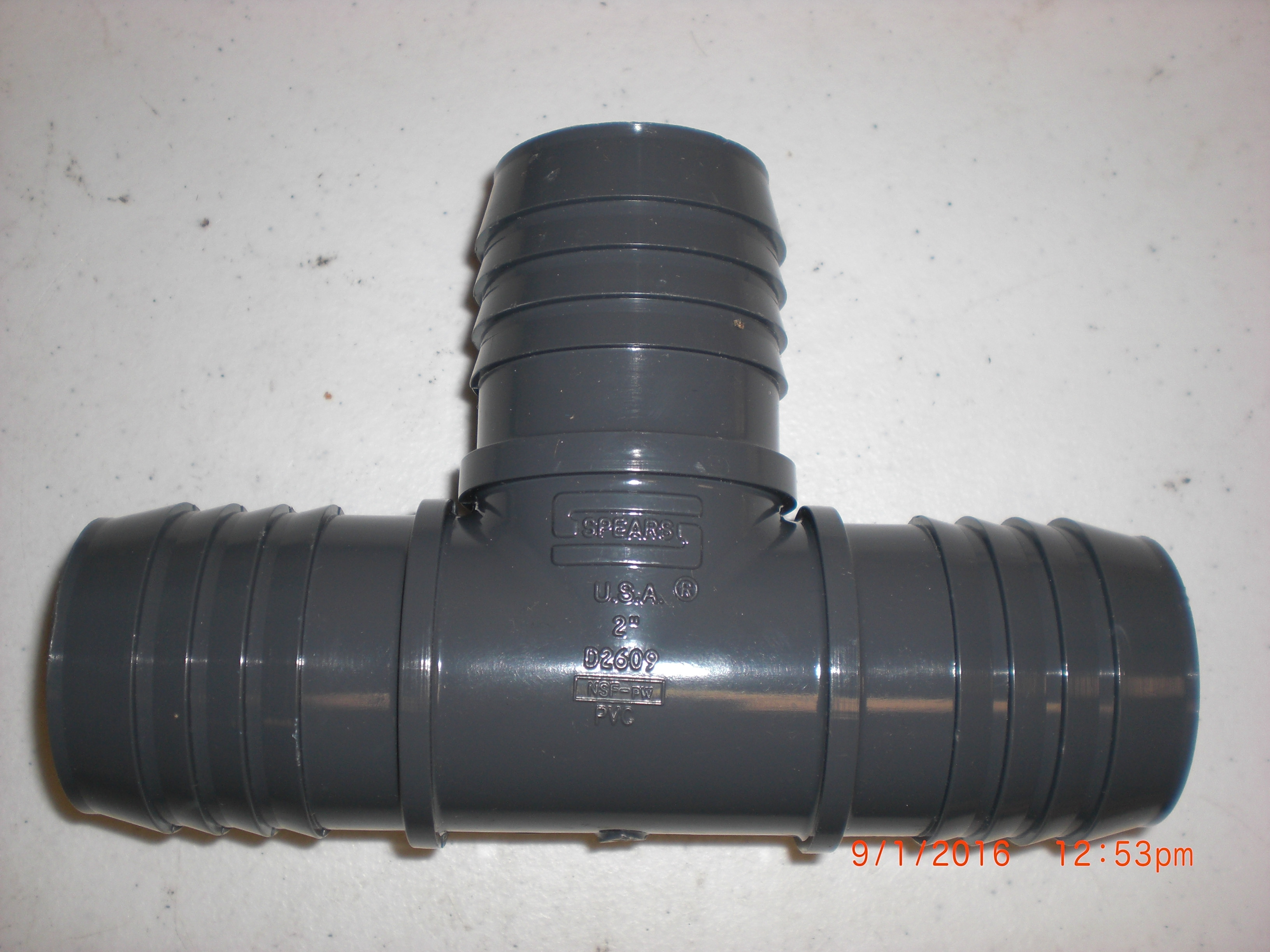 Fitting spears d2609 2 in tube barbed tee sch 80 pvc ebay