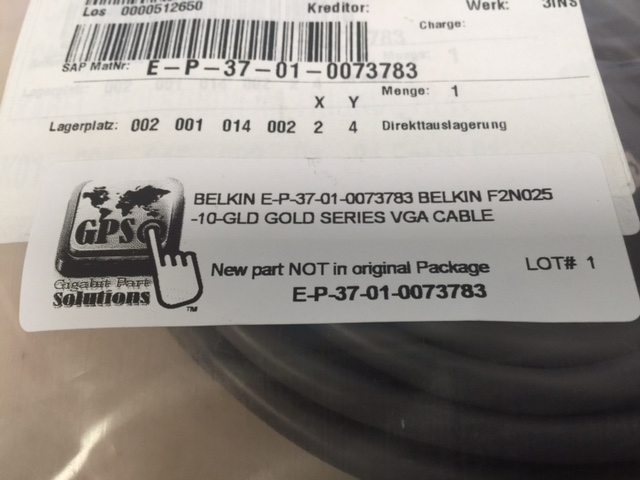 Cable Gold Series VGA BELKIN E-P-37-01-0073783 Belkin F2N025-10-GLD