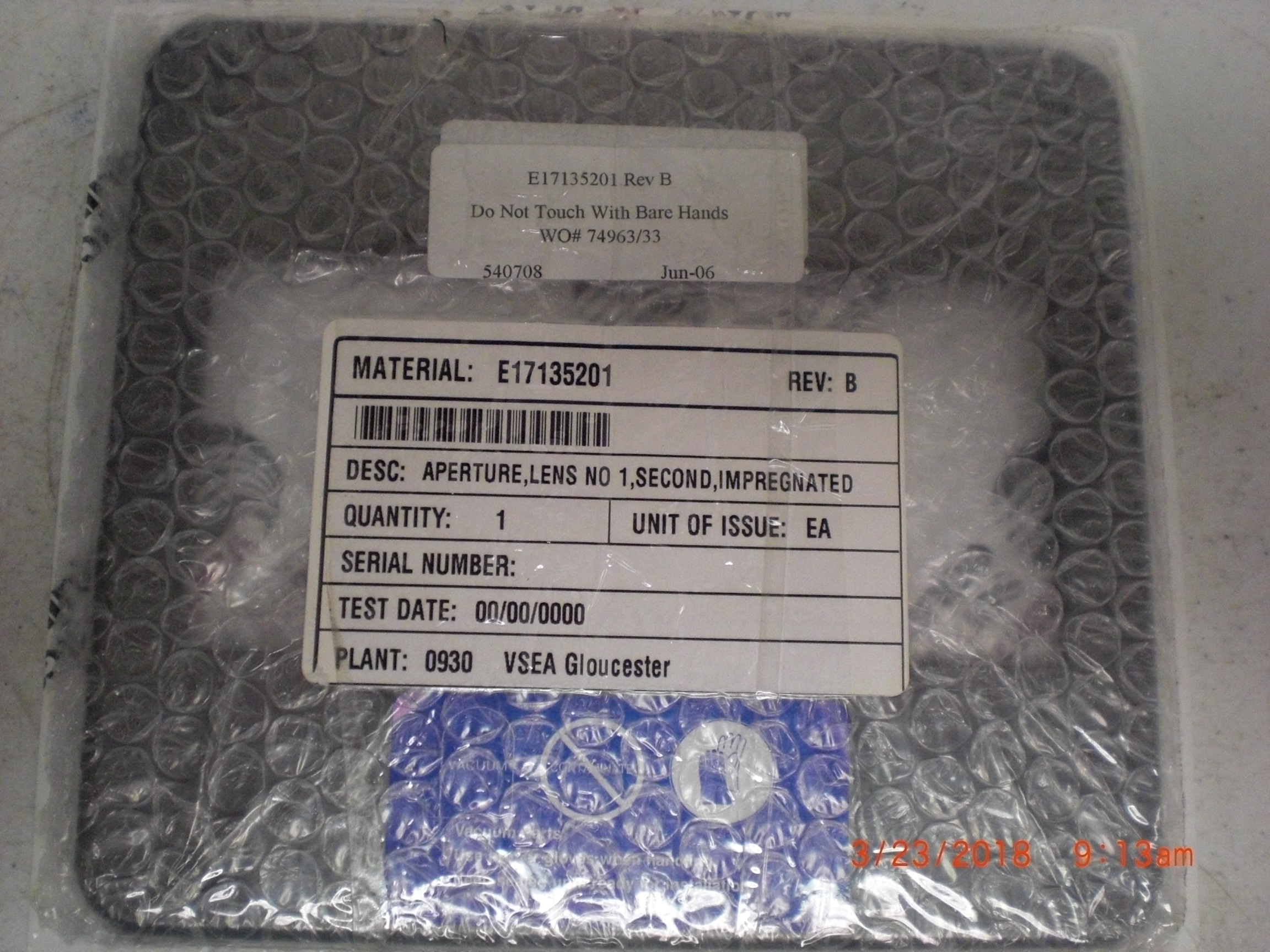 OEM Part VARIAN E17135201 Aperture Lens NO 1