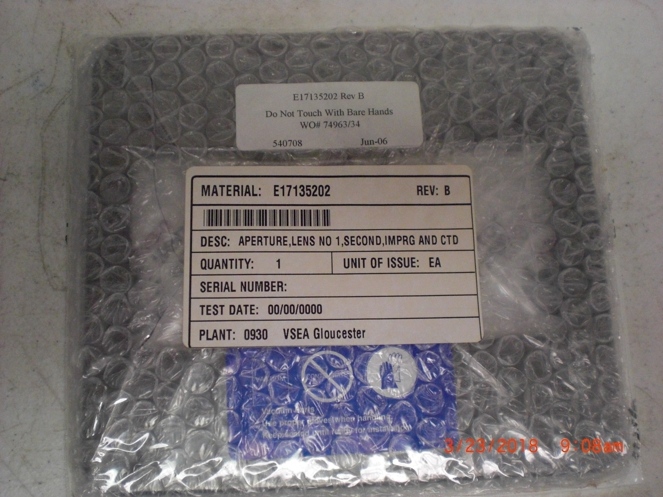 OEM Part VARIAN E17135202 Aperture Lens NO 1