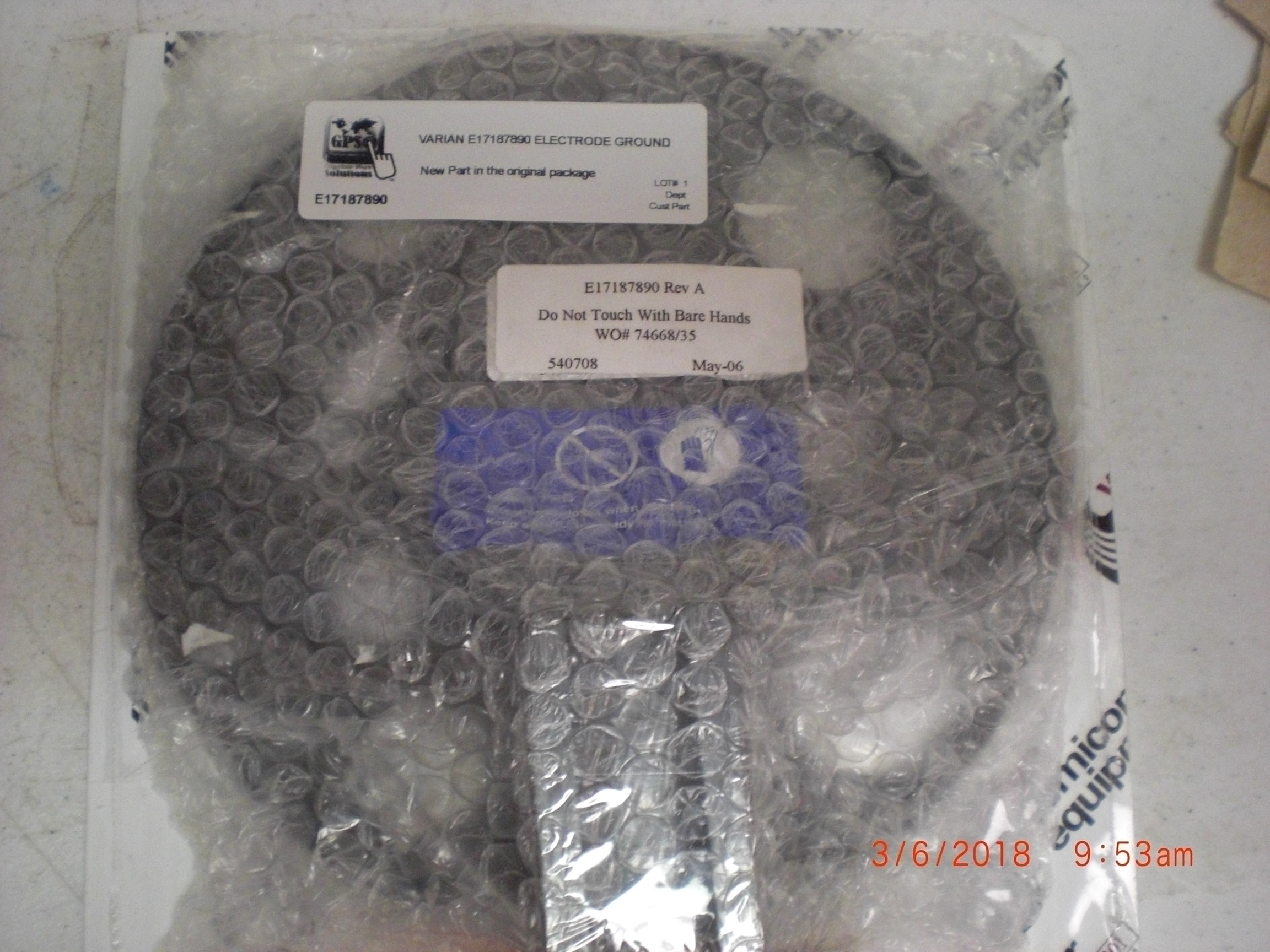 OEM Part VARIAN E17187890 Electrode Ground