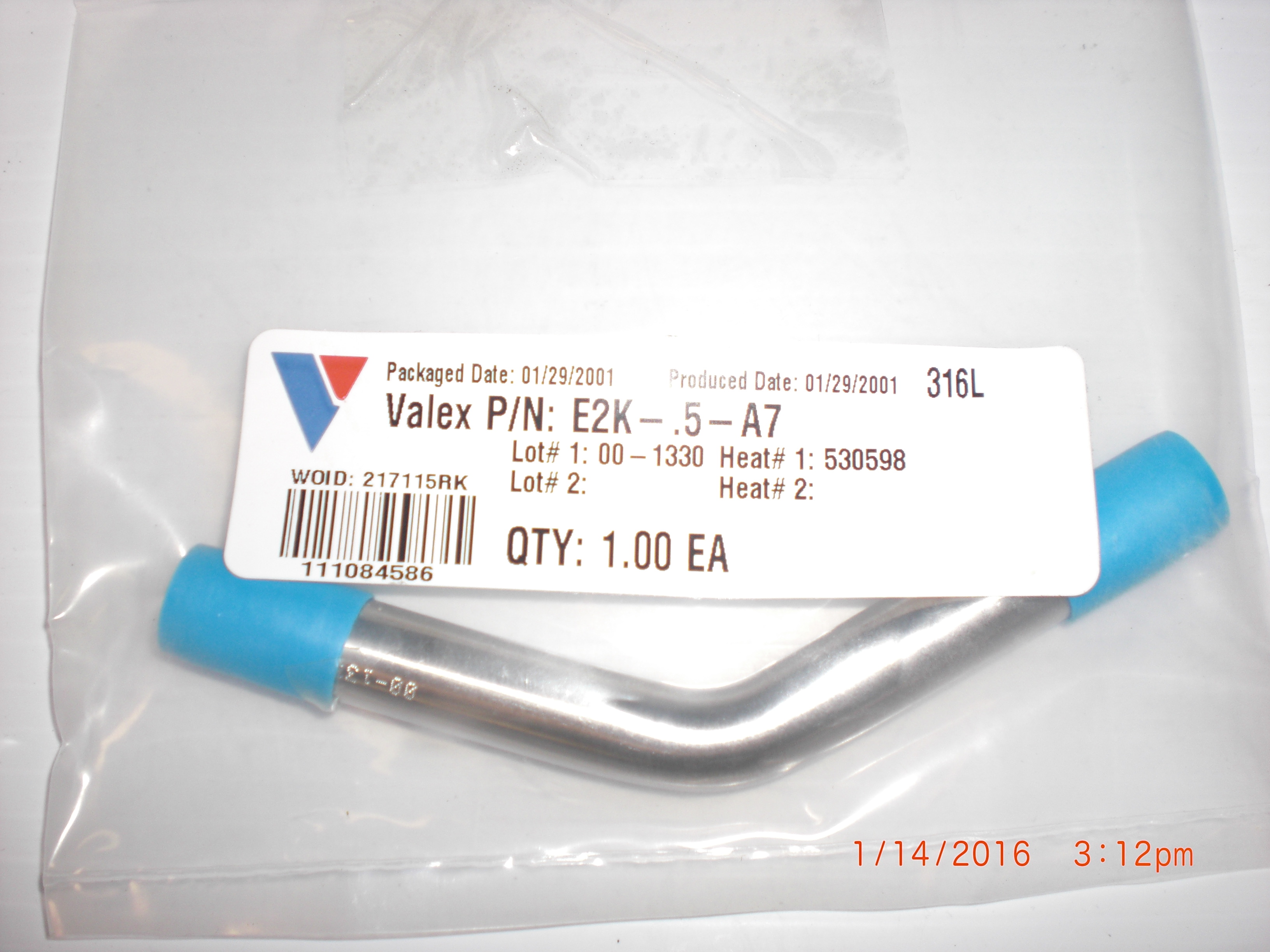 Fitting Elbow 45 Weld 7Ra 1/2T VALEX E2K-.5-A7