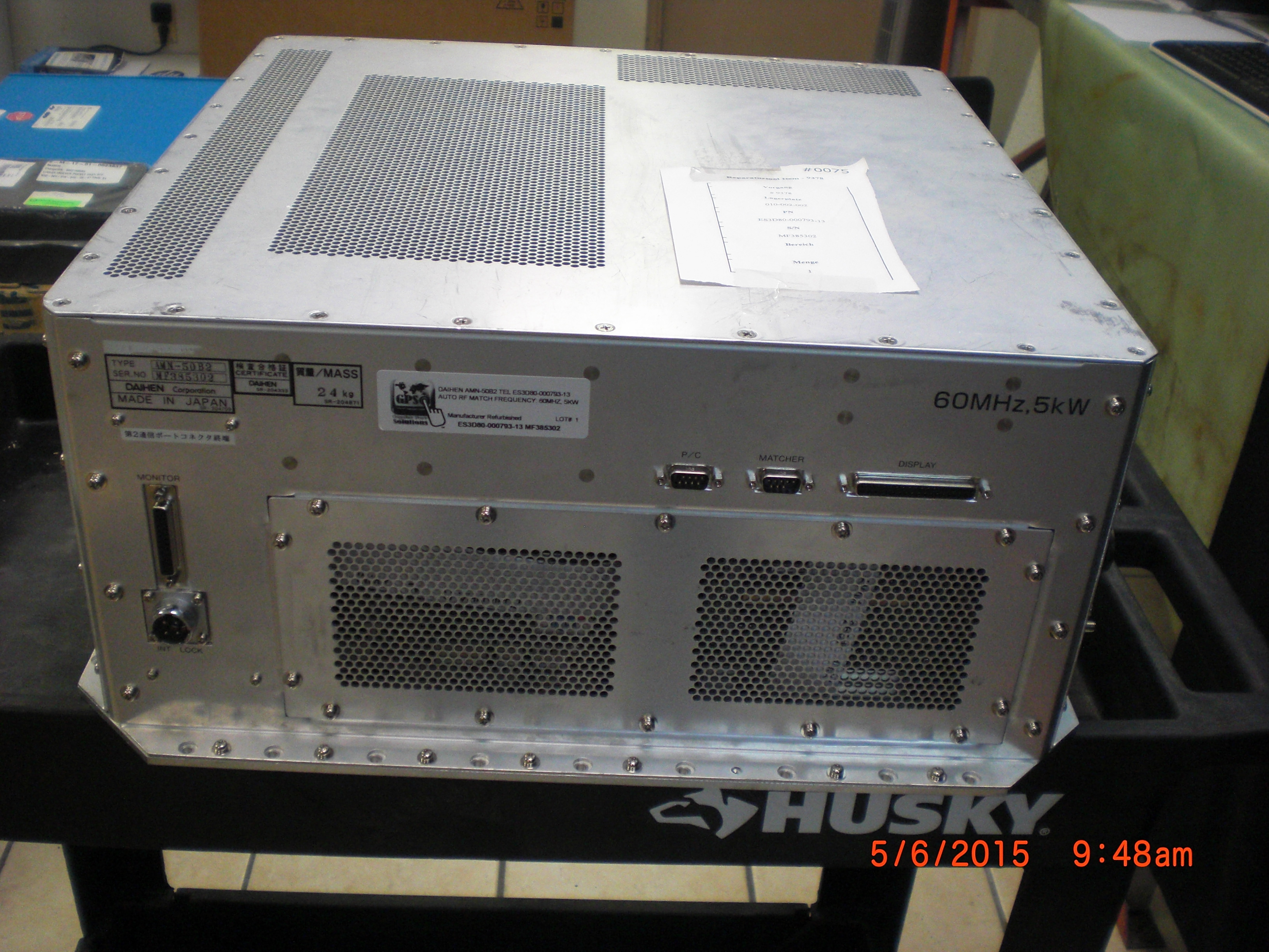 RF Systems DAIHEN AMN-50B2 TOKYO ELECTRON (TEL) ES3D80-000793-13 Auto RF Match Frequency: 60Mhz, 5Kw 