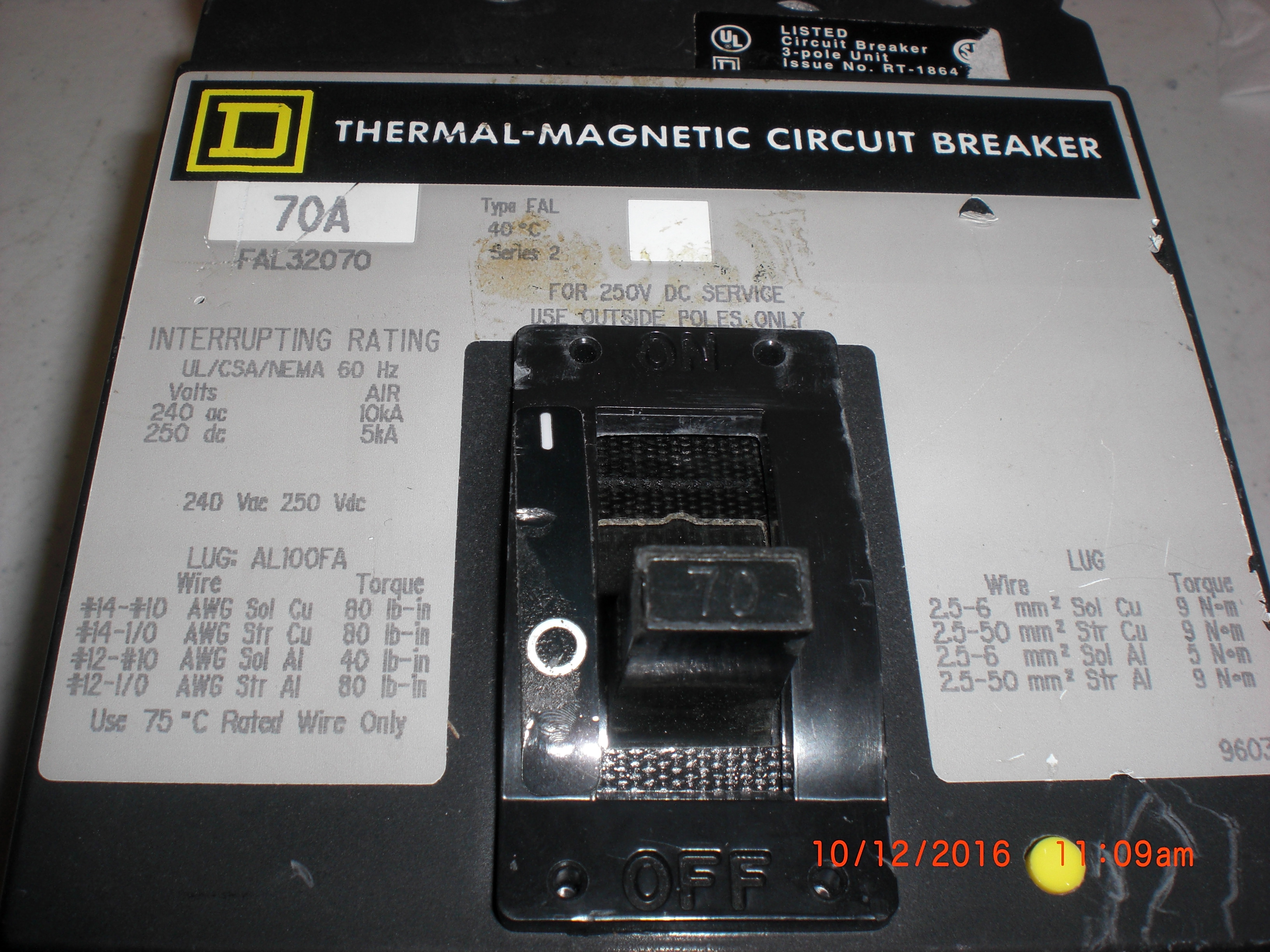 QUADRATO D QO260NATS, INTERRUTTORE CUSTODIA STAMPO CHIUSO 60A NON - Foto 6