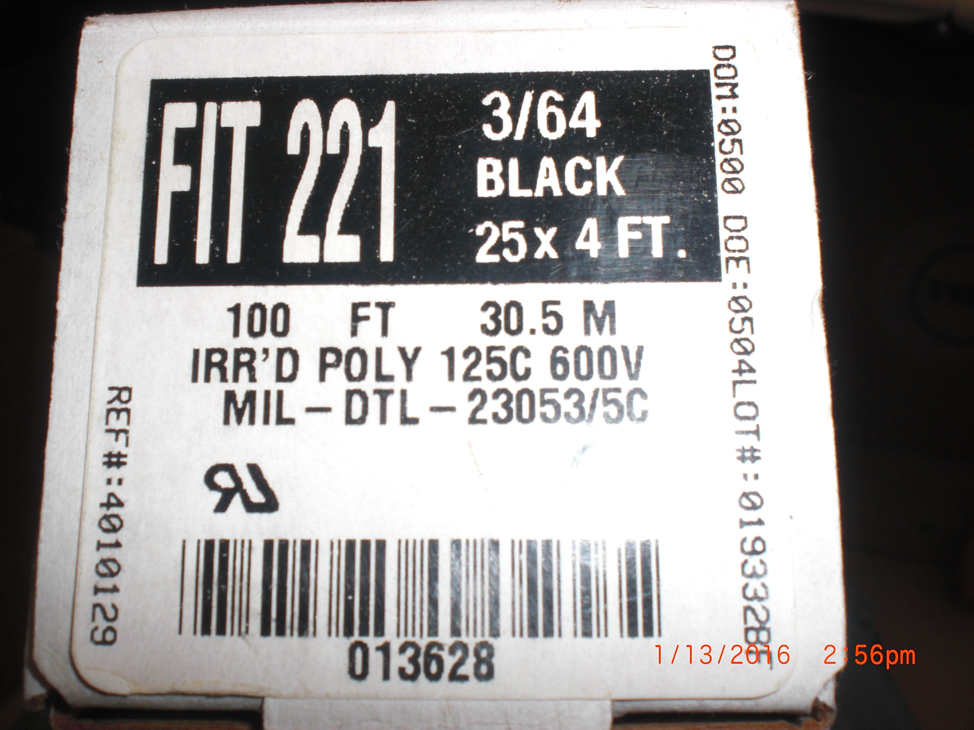 Tubing  3/64 black heat shrink tube 100ft ALPHA WIRE FIT 2213/64BK