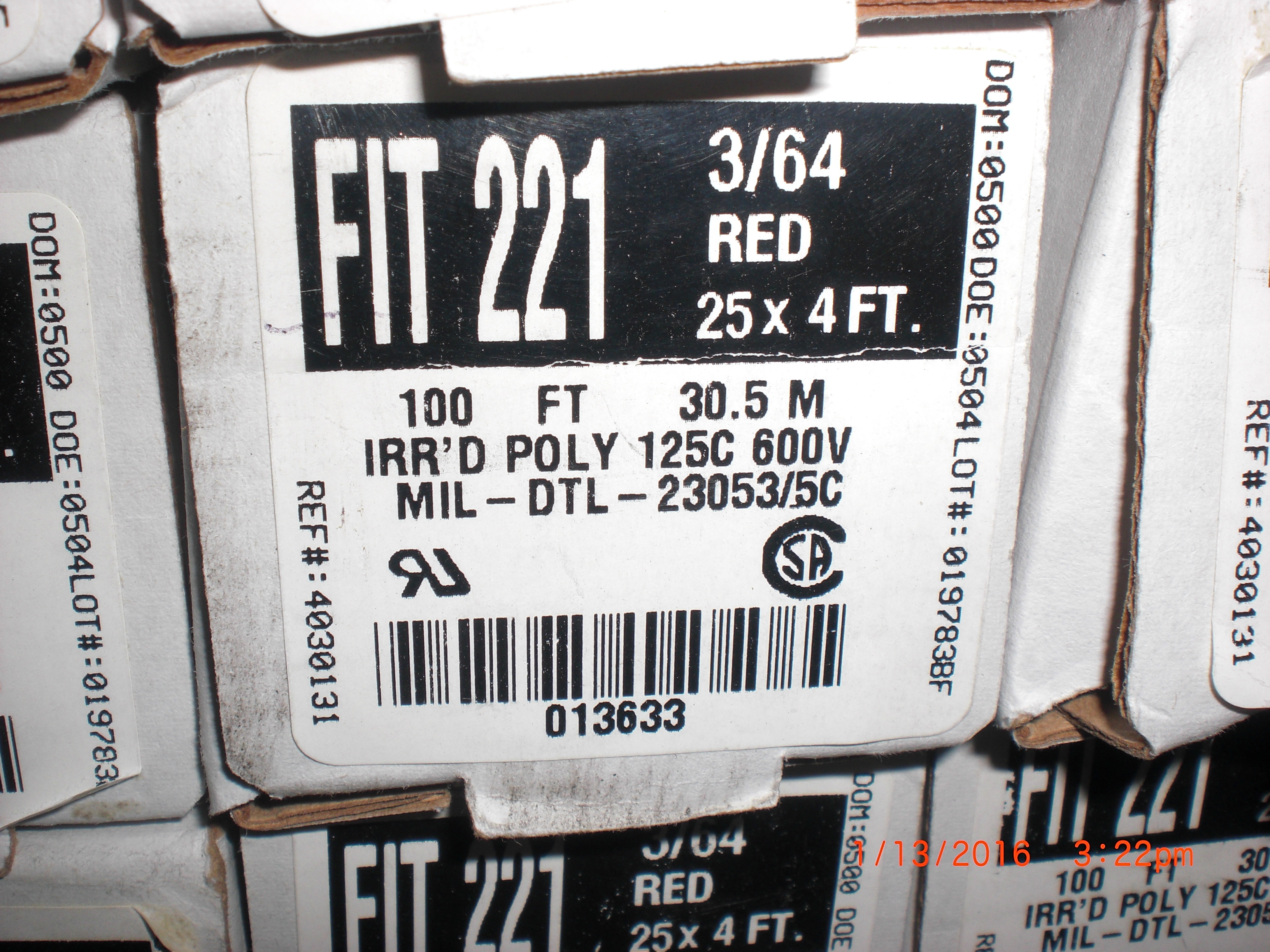 Tubing 3/64 RED  heat shrink tube 100ft ALPHA WIRE FIT 2213/64RED