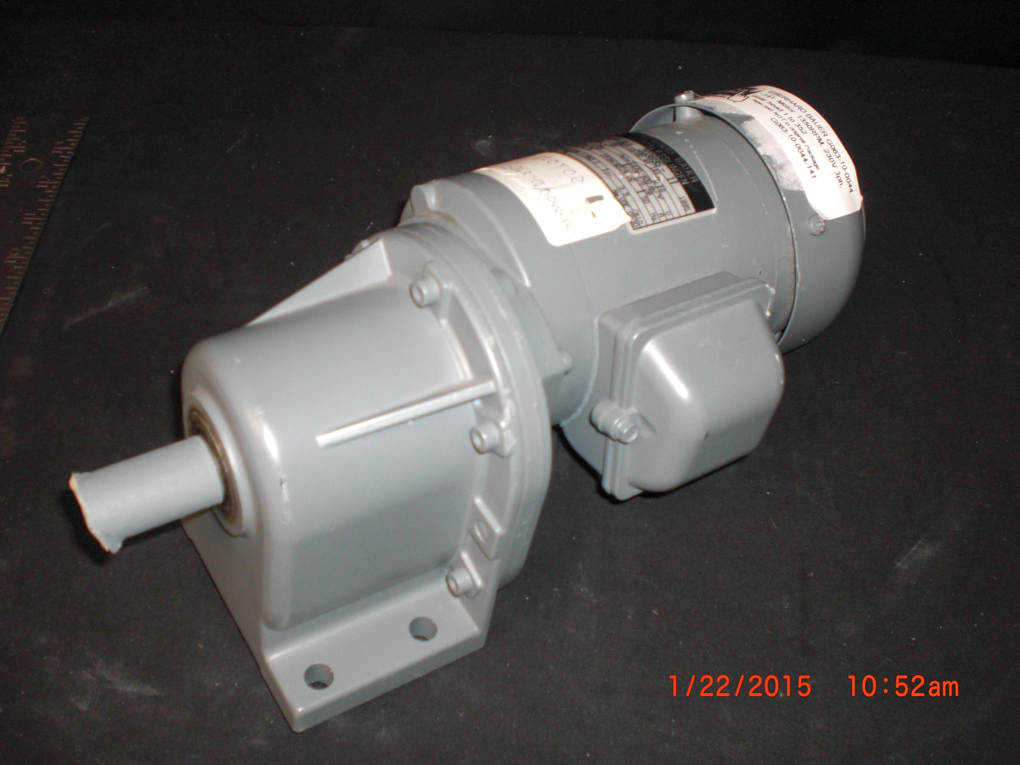 Motor  1350 RPM, Reduction gear 1:352 EBERHARD BAUER G063-10-0044-141 230V 3ph 