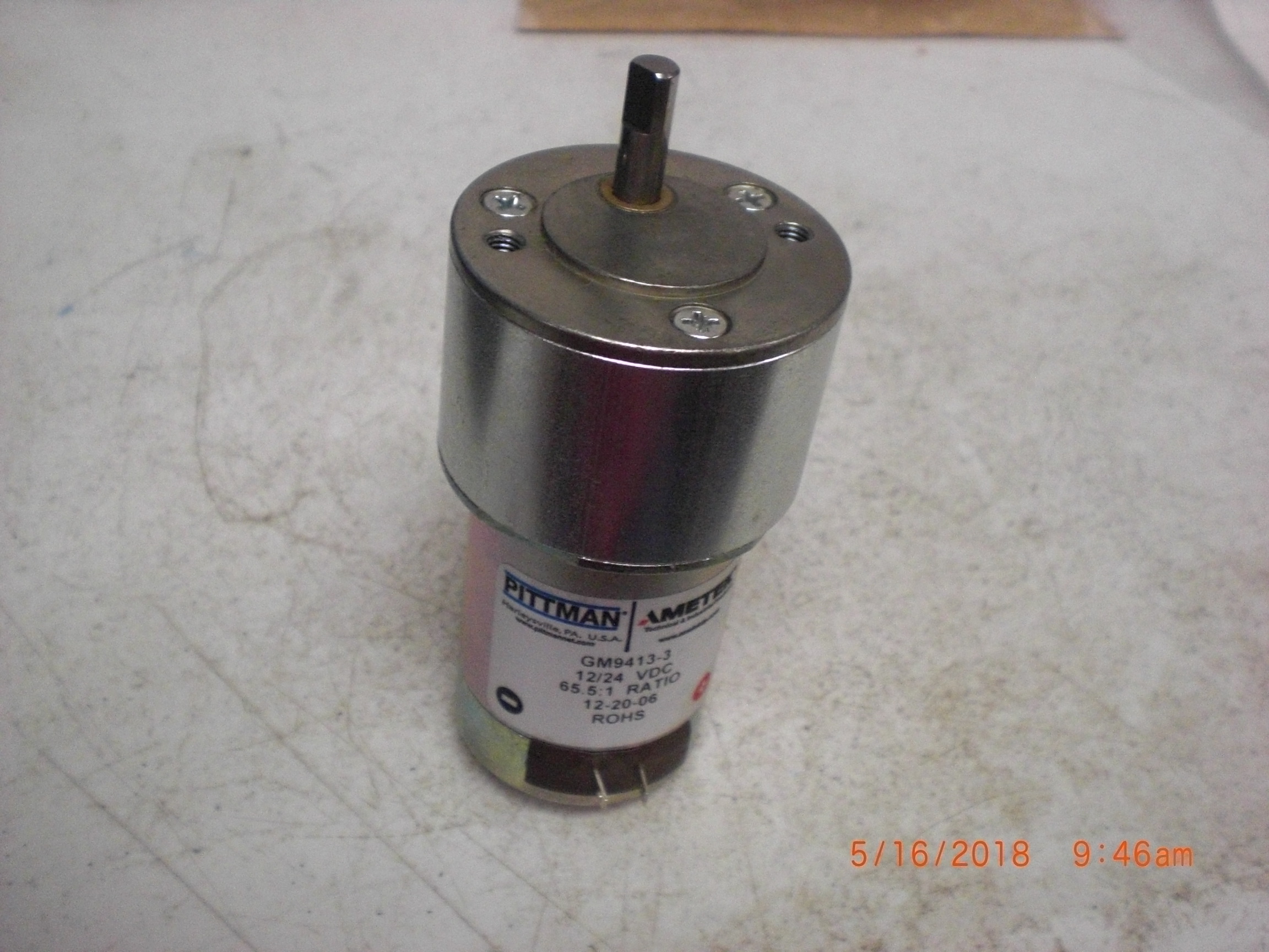 Motor  PITTMAN GM9413-3 LAM 676-000504-003 12/24 VDC 65.5 : 1 Ratio 