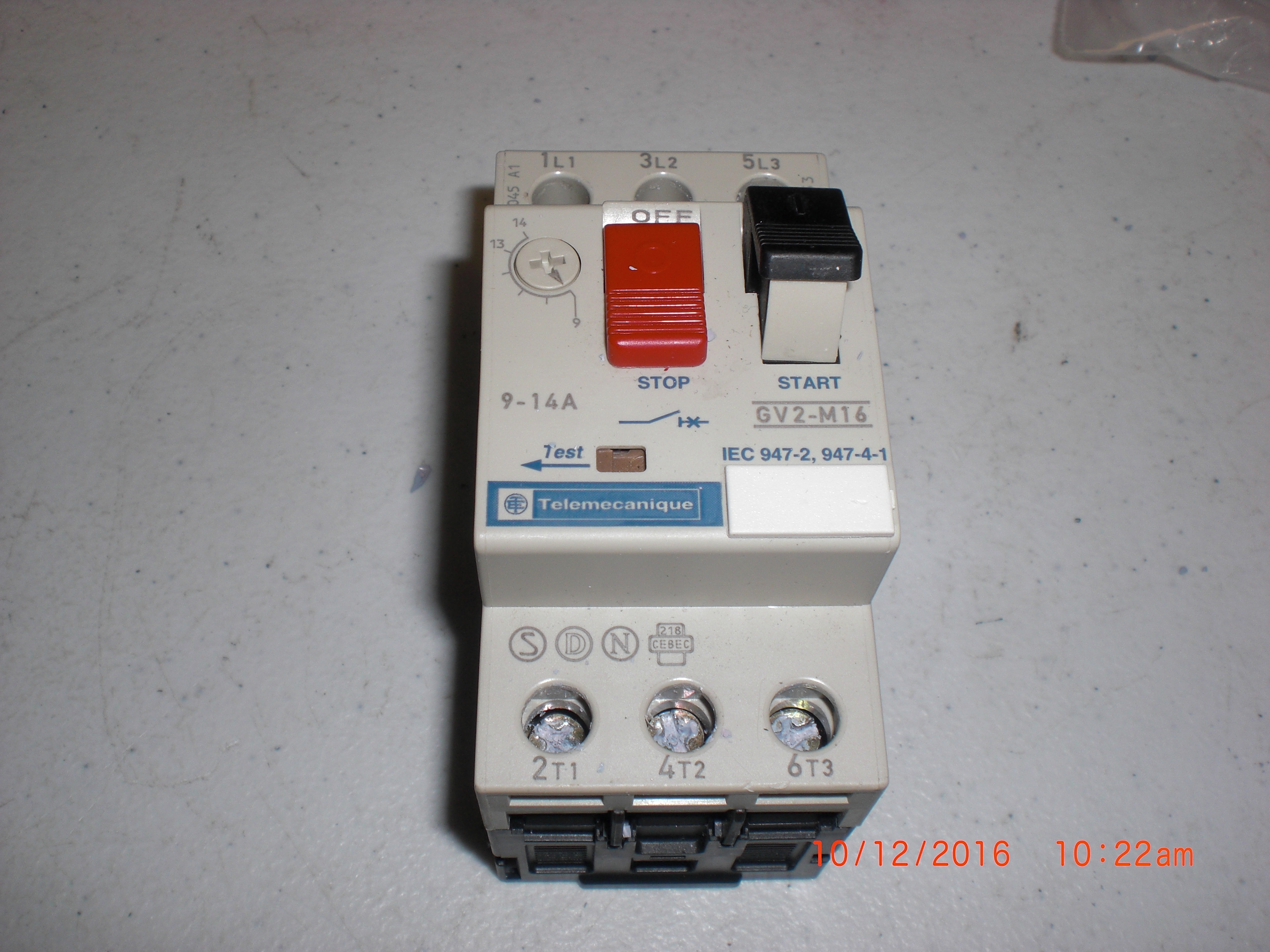 Electrical MOTOR STARTER MNL 9-14A THERM/MAG PNL-MTG TELEMACANIQUE GV2-M16 