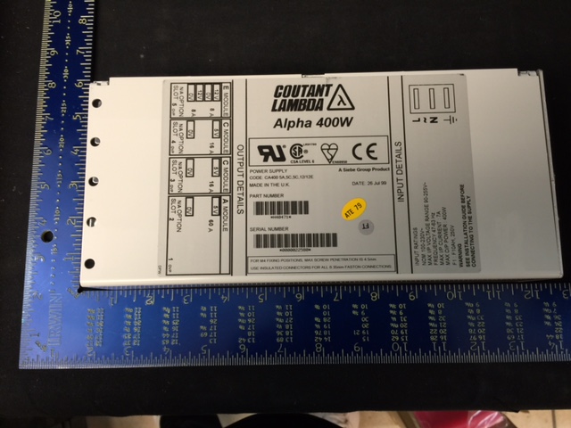 Power Supply  LAMBDA H40471 Alpha 400W power supply, FREQUENCY 47-63 Hz, MAX I/P CURRENT 7A, 100-230V