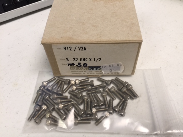 Screw SCHRODER/SCHAUBEN ISKS8-32X1/2 912 / V2A 8-32 UNC X 1/2 SCREW (50 PKG)