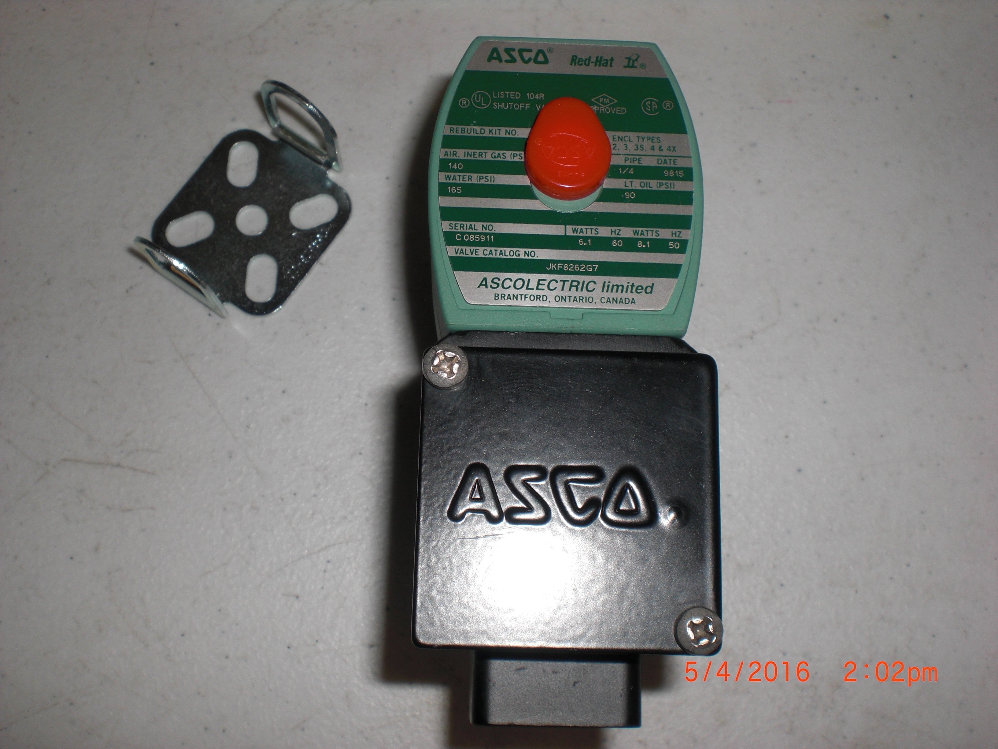 Valve ASCO REDHAT II JKF8262G7 SS solinoid 1/4FPT 