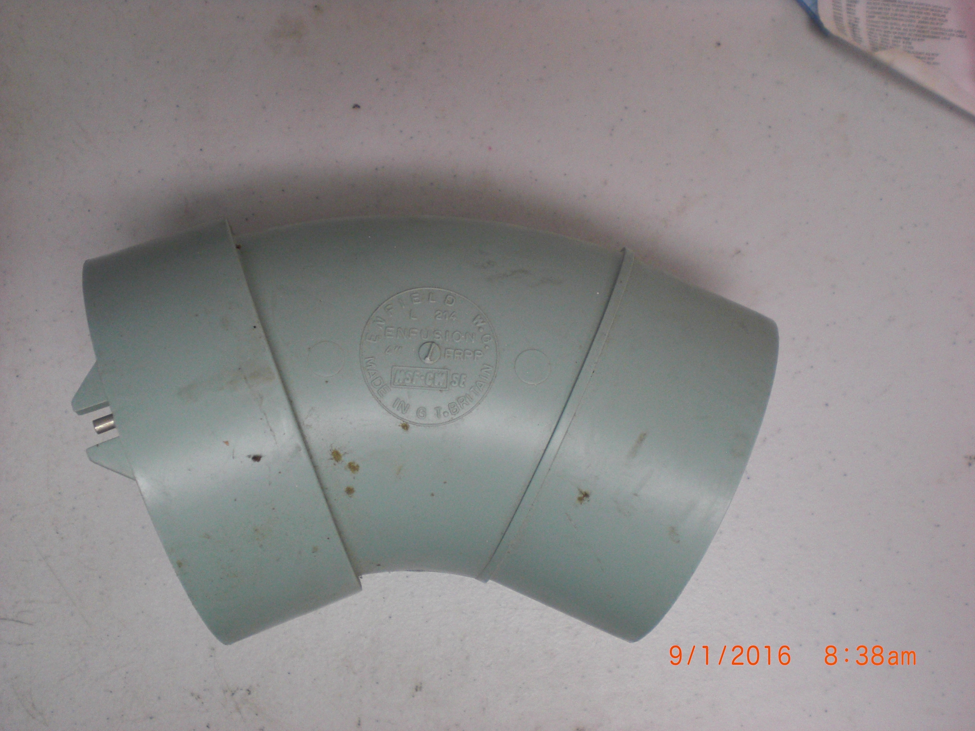 Fitting 4in 1/8 bend EJ x SP FRPP 45 Deg Acid Waste  Enfield L214 ENFUSION 