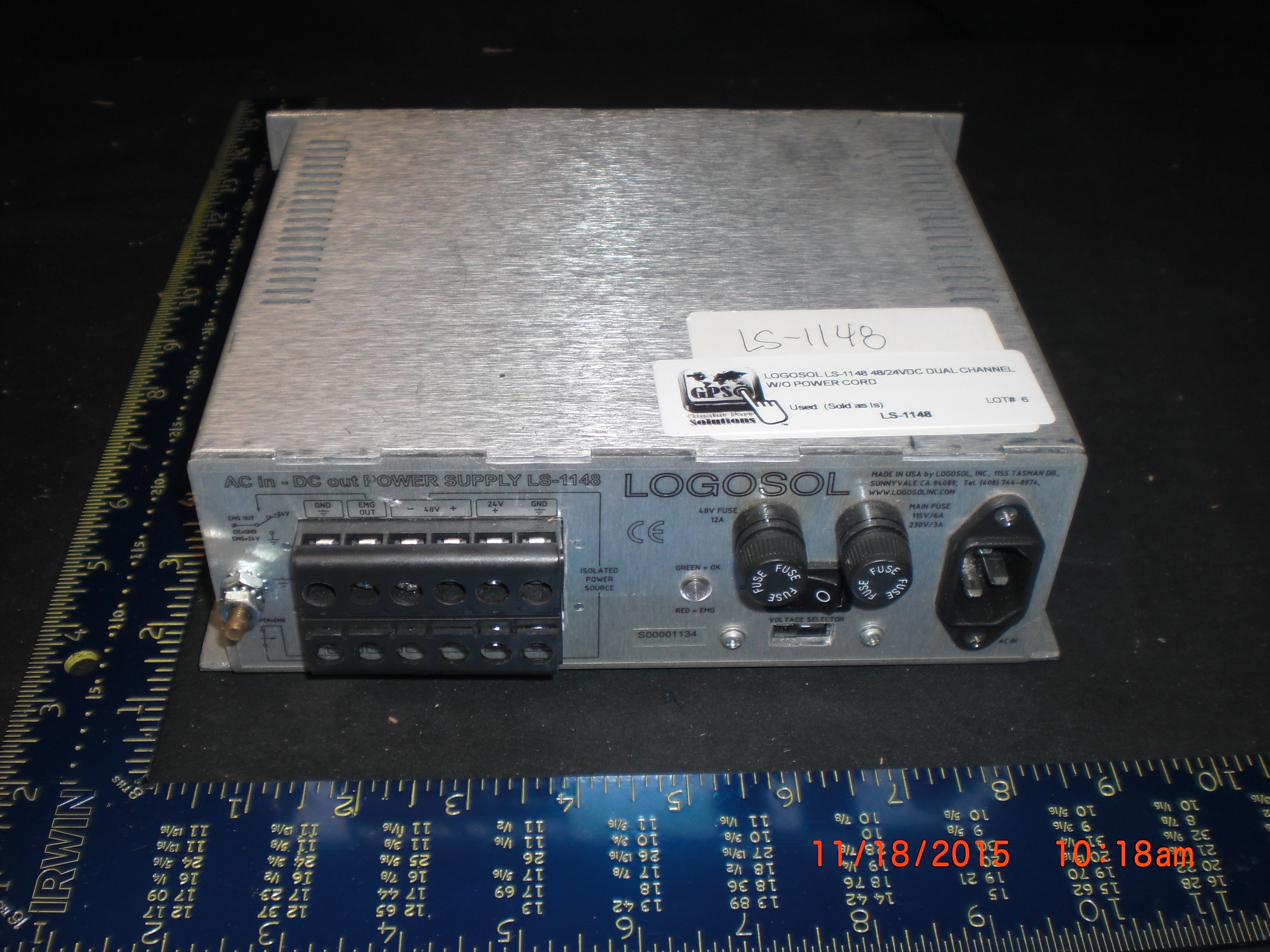 Power Supply  48/24VDC dual channel  LOGOSOL LS-1148  w/o power cord