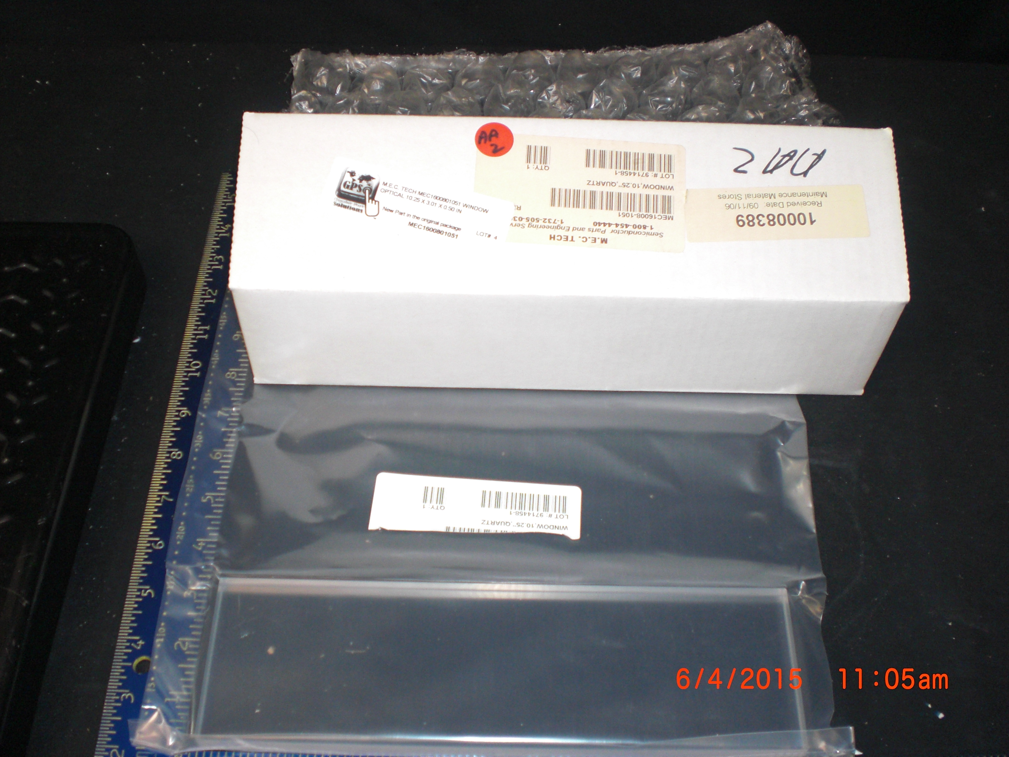 Quartz M.E.C. TECH MEC1600801051 Window Optical 10.25 X 3.01 X 0.50 in