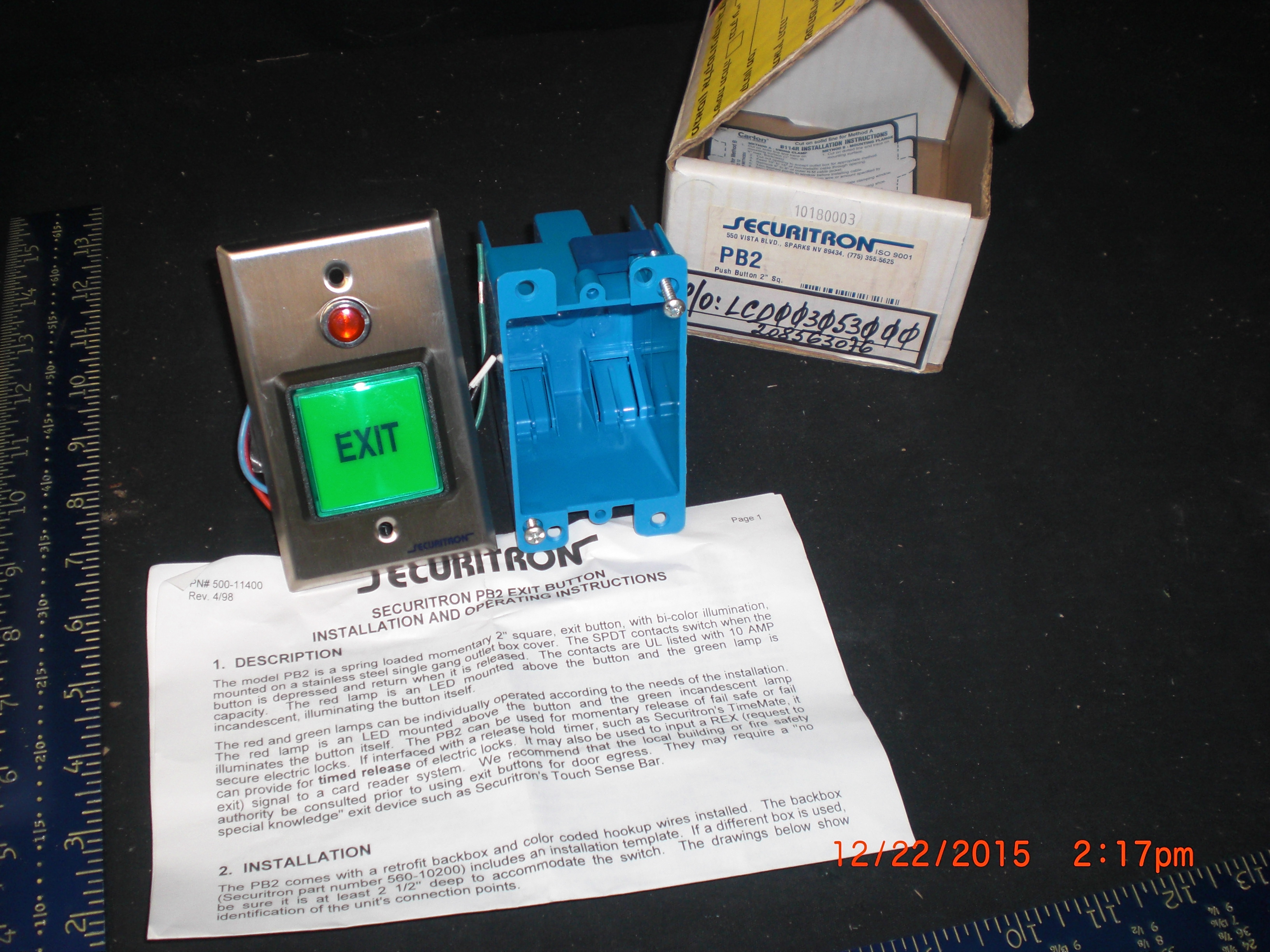 Switch Securitron PB2 Securitron PB2 Exit Button Kit 