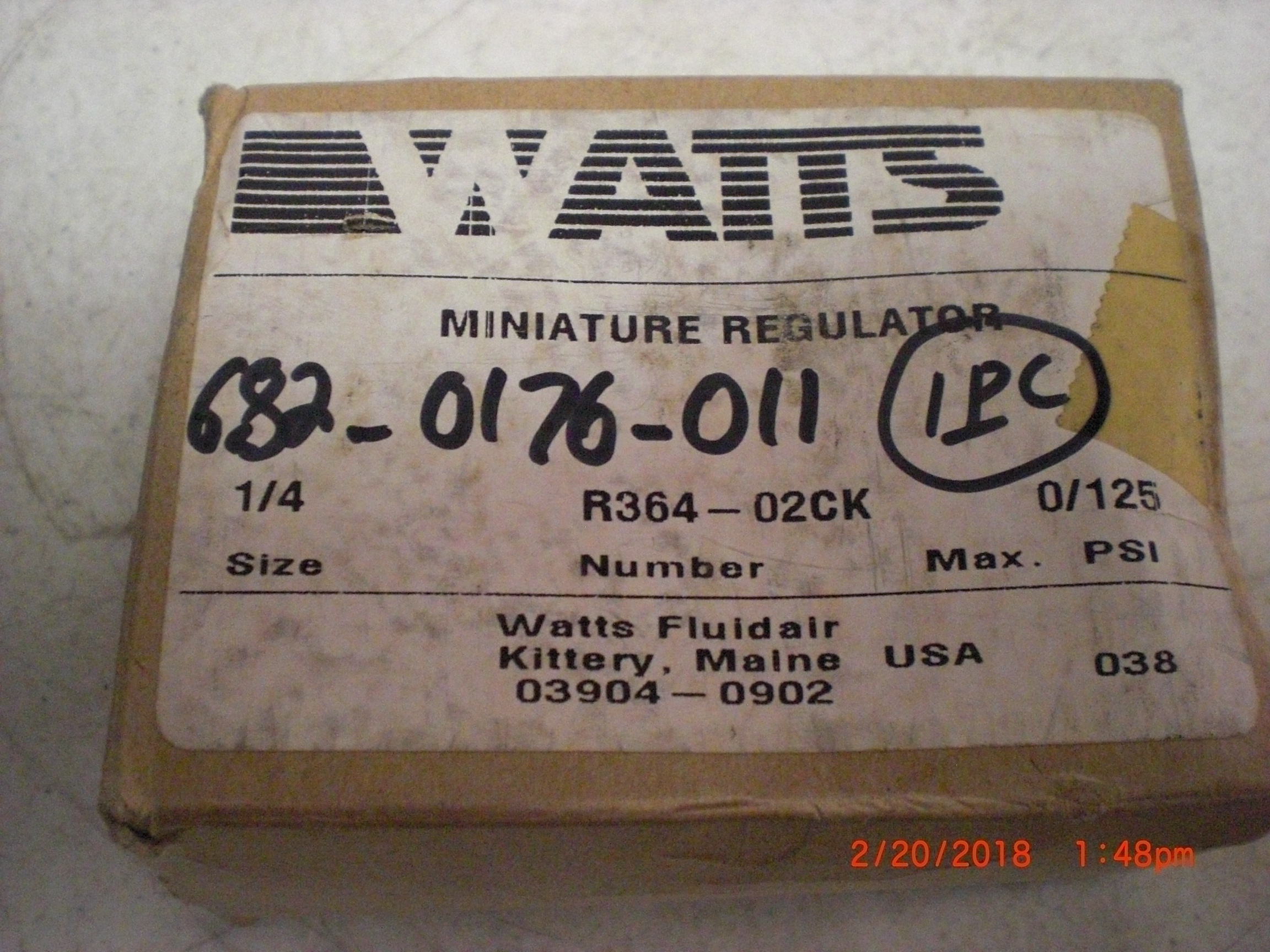 Regulator WATTS R364-02CK 0-125 psi 1/4 brass