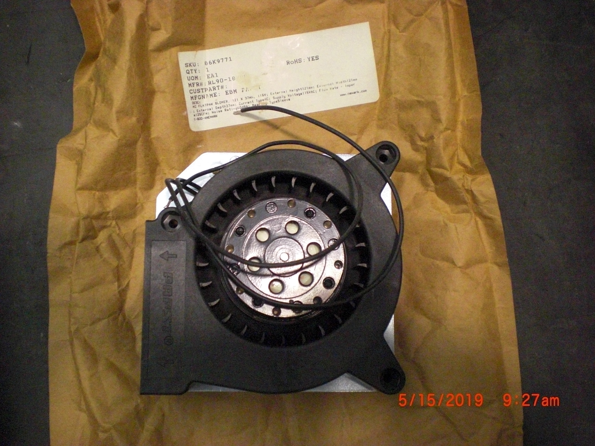 RL901800 Embpapst RL9018/00 AC Blower Sleeve Bearing 115V 19.5W 60Hz