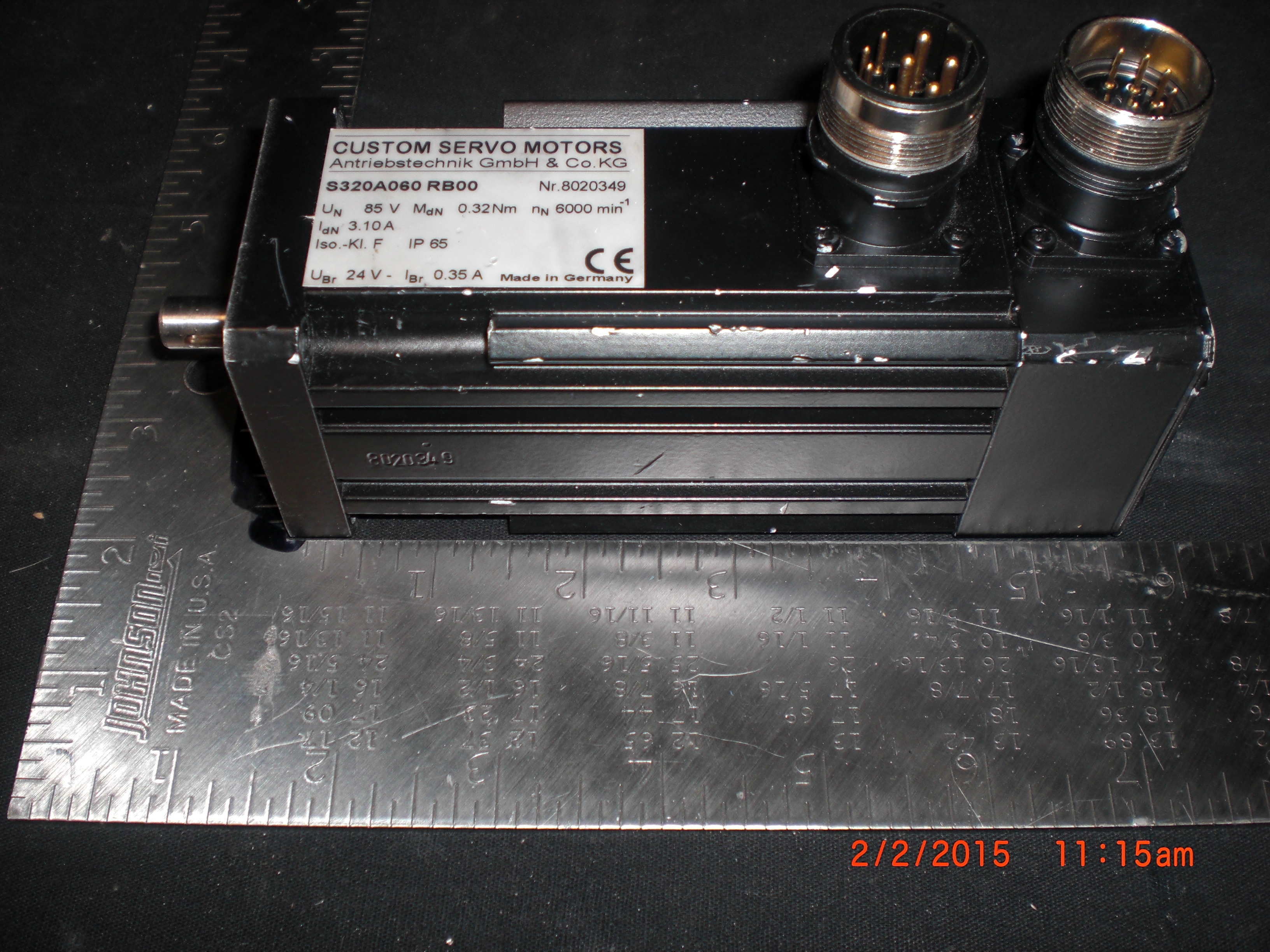 Motor  AC Servo  6000RPM  85V  3.1A Antriebstechnik S320A060 RB00 