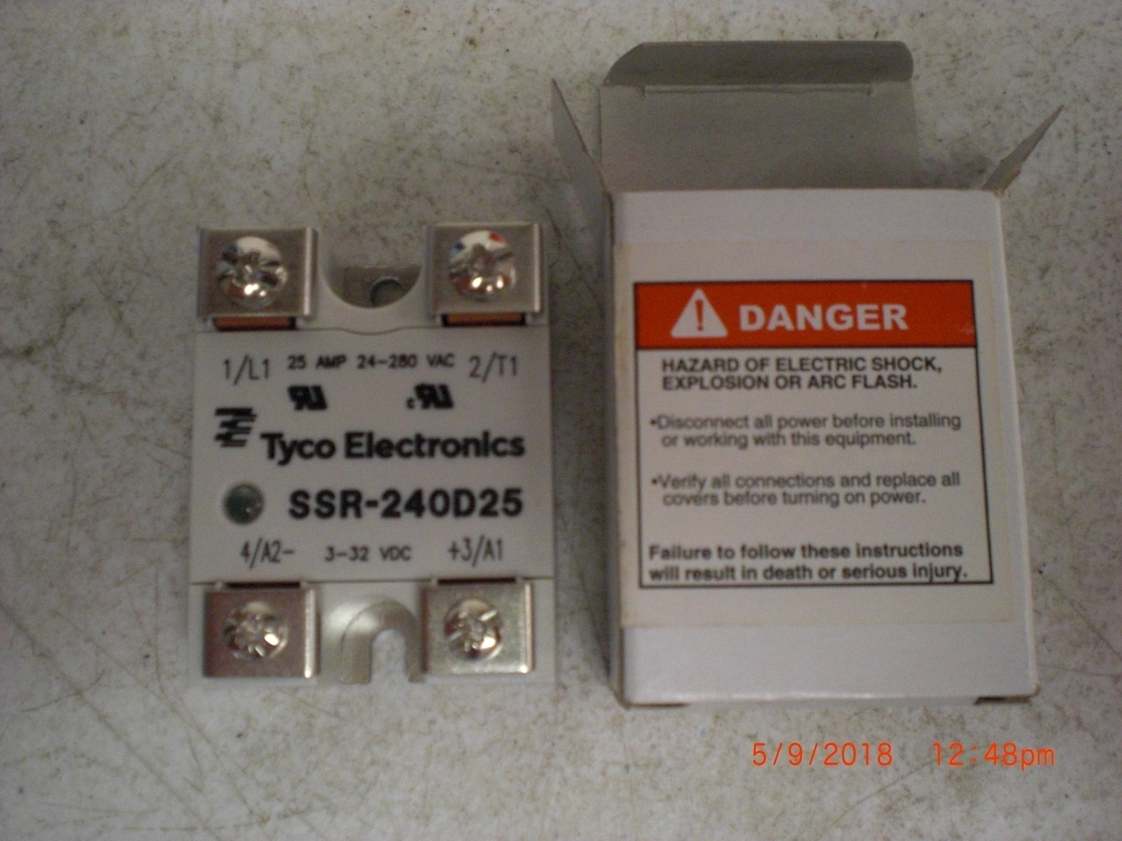 RELAY TYCO ELECTRONICS SSR240D25 solid state 25A 24250VAC 332VDC 38