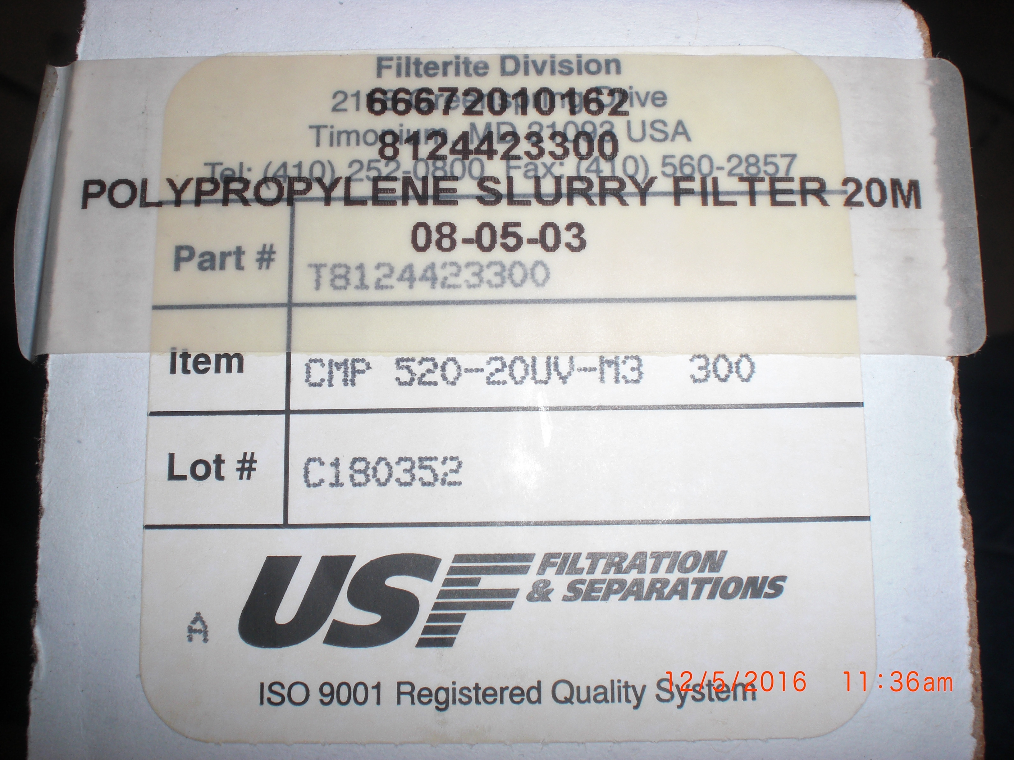 Filter  CMP 520-20um-M3  US Filter T8124423300 Filterite