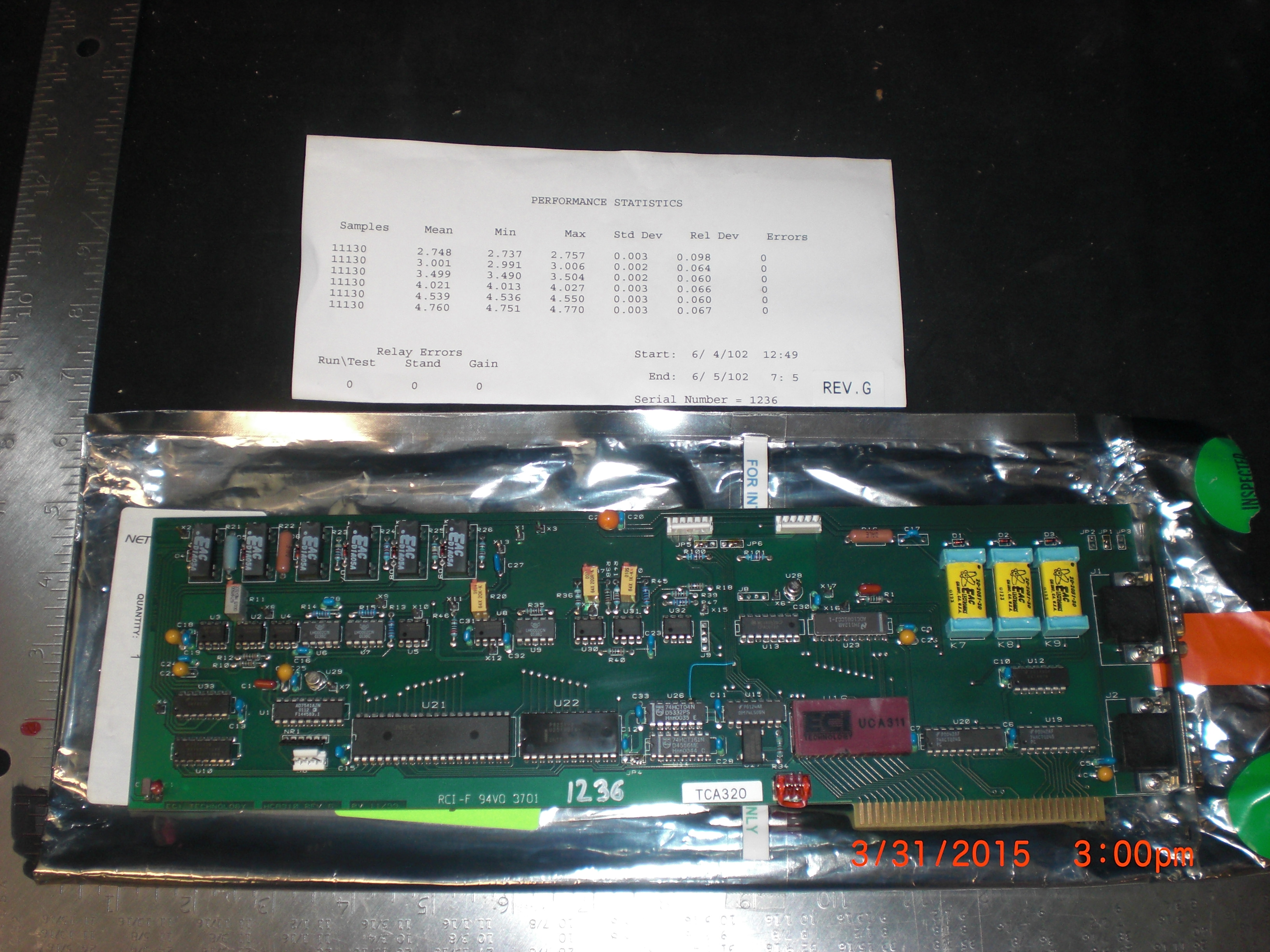 PCB  TAC320 Chem Control ECI TECHNOLOGY RCI-F 94V0 3701 NOVELLUS Sabre 
