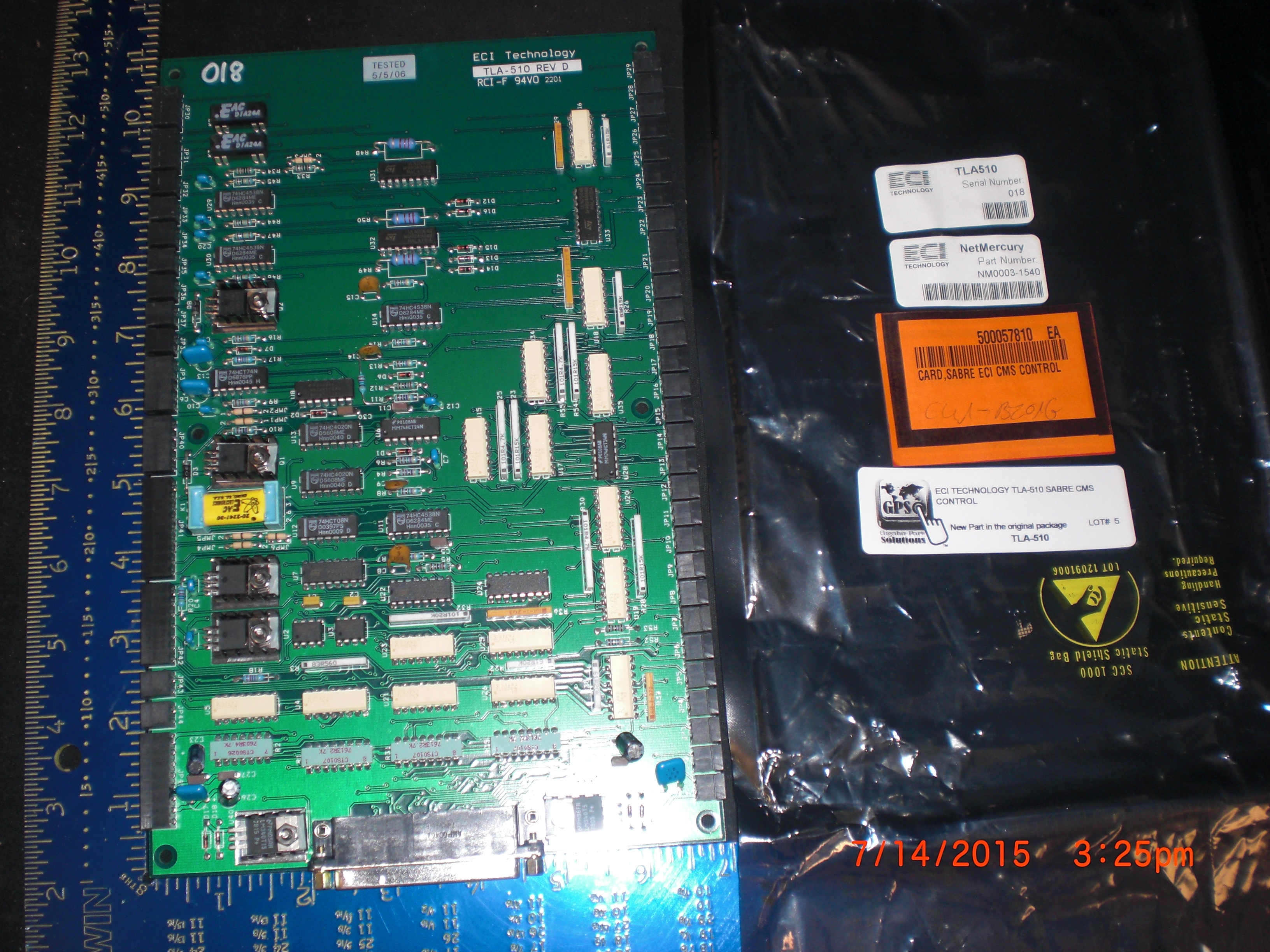 PCB  Saber CMS Control  ECI TECHNOLOGY TLA-510 Novellus