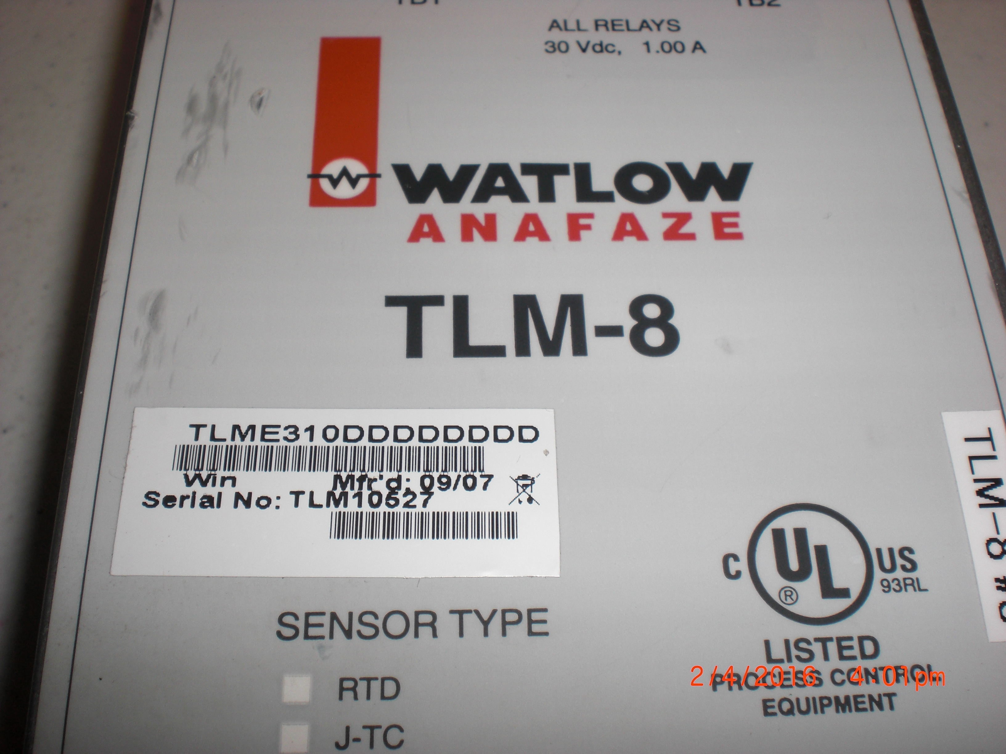 Controller WATLOW TLM-8  RTD Thermal Temperature Limit Monitor