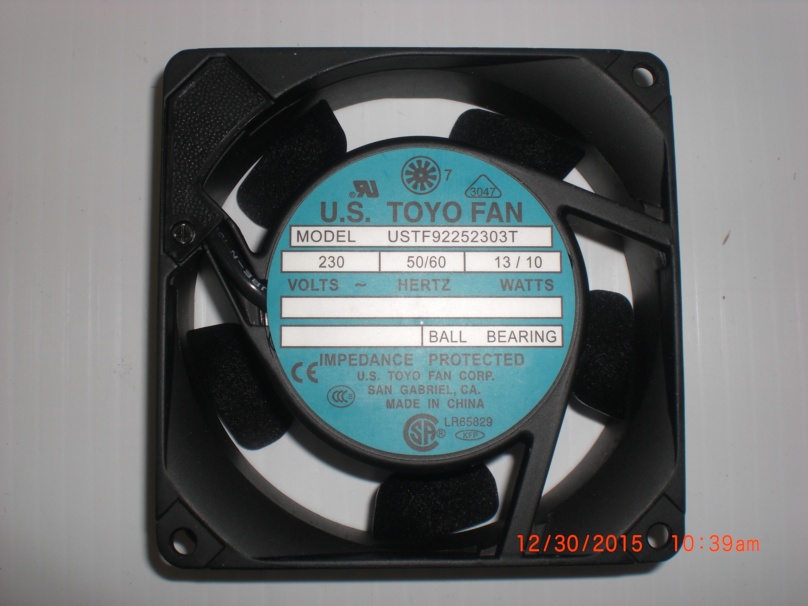 Fan  9 x9mm 230VAC US TOYO FAN USTF92252303T