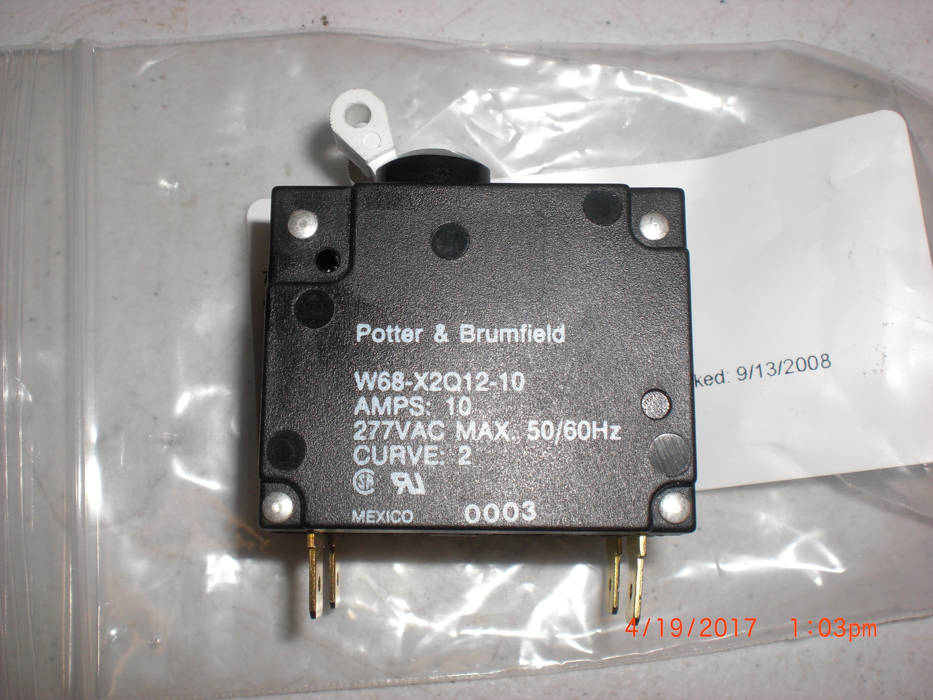 Electrical POTTER & BLUMFIELD W68-X2Q12-10 Circuit Breaker 10A