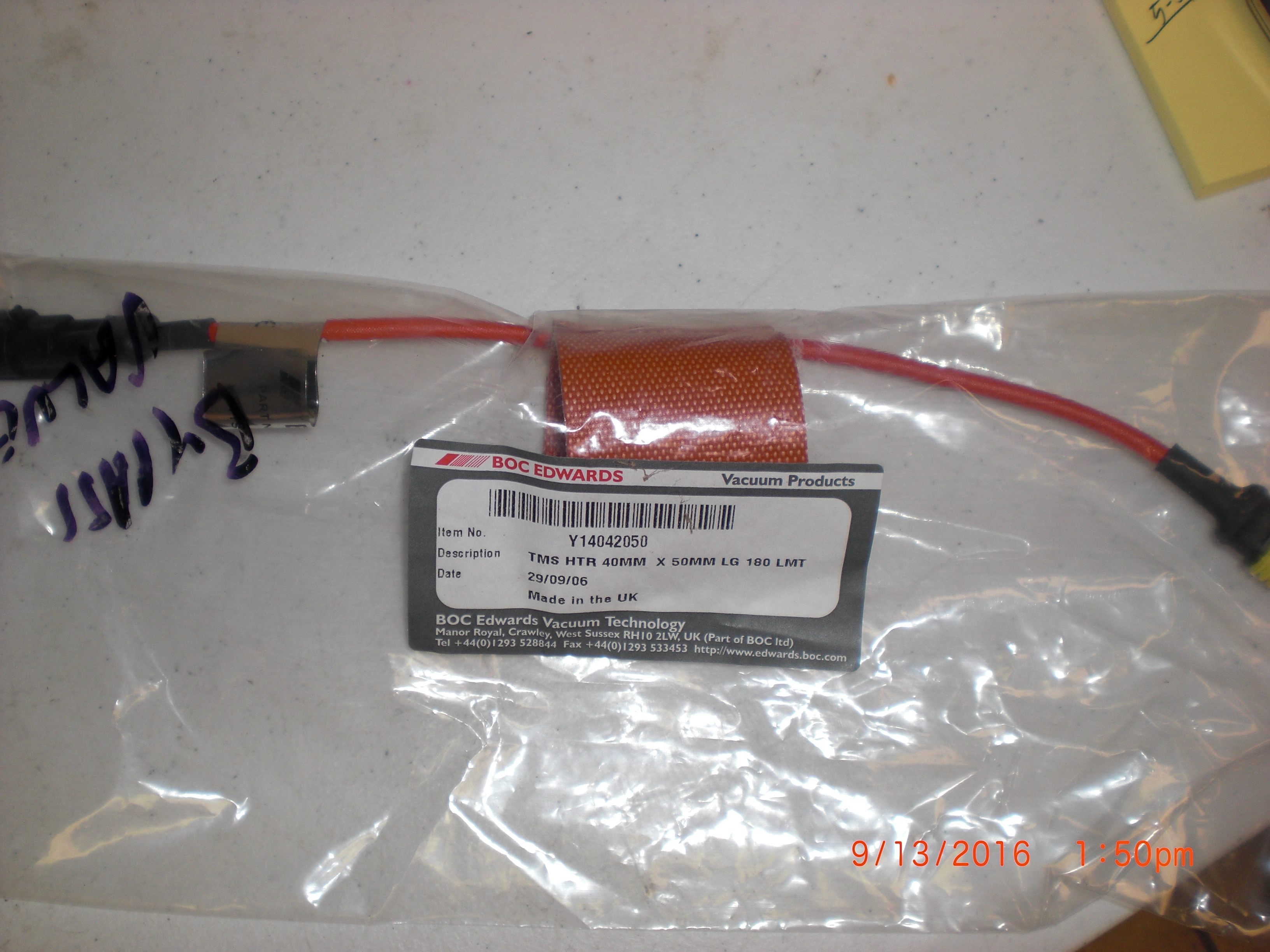 Heater TMS 40mm x 50mm LG 180 LMT Edwards Y140420050 