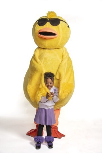 JaKiya, 2026 Regatta Ambassador, with Quackers the duck mascot