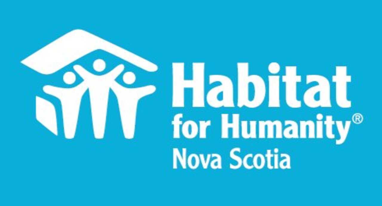Habitat for Humanity Nova Scotia's logo on a bright blue background
