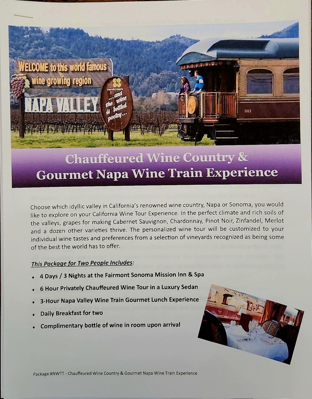 Napa Wine & Train auction item image