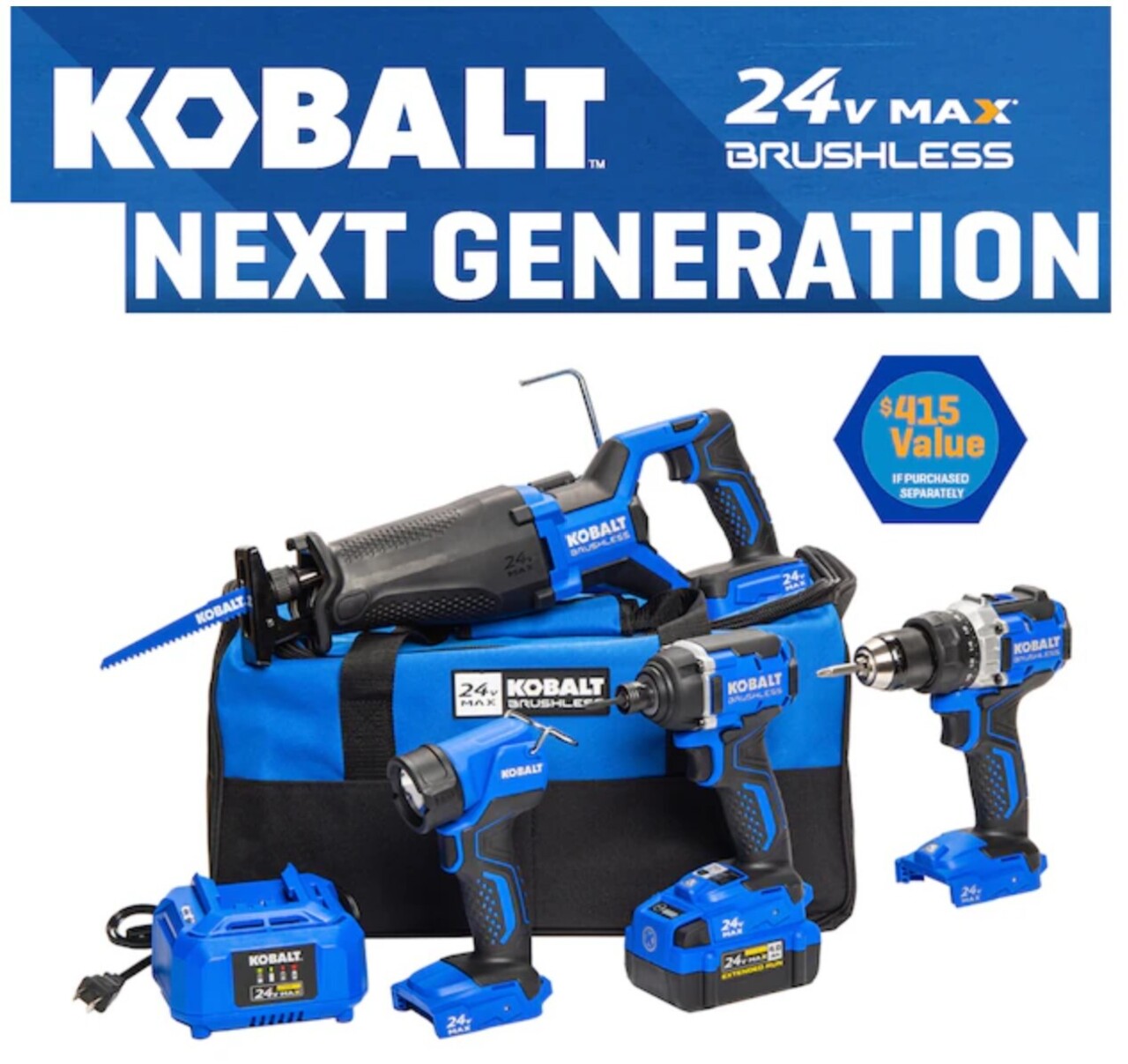 Kobalt 4 Pack Power Tool Kit auction item image