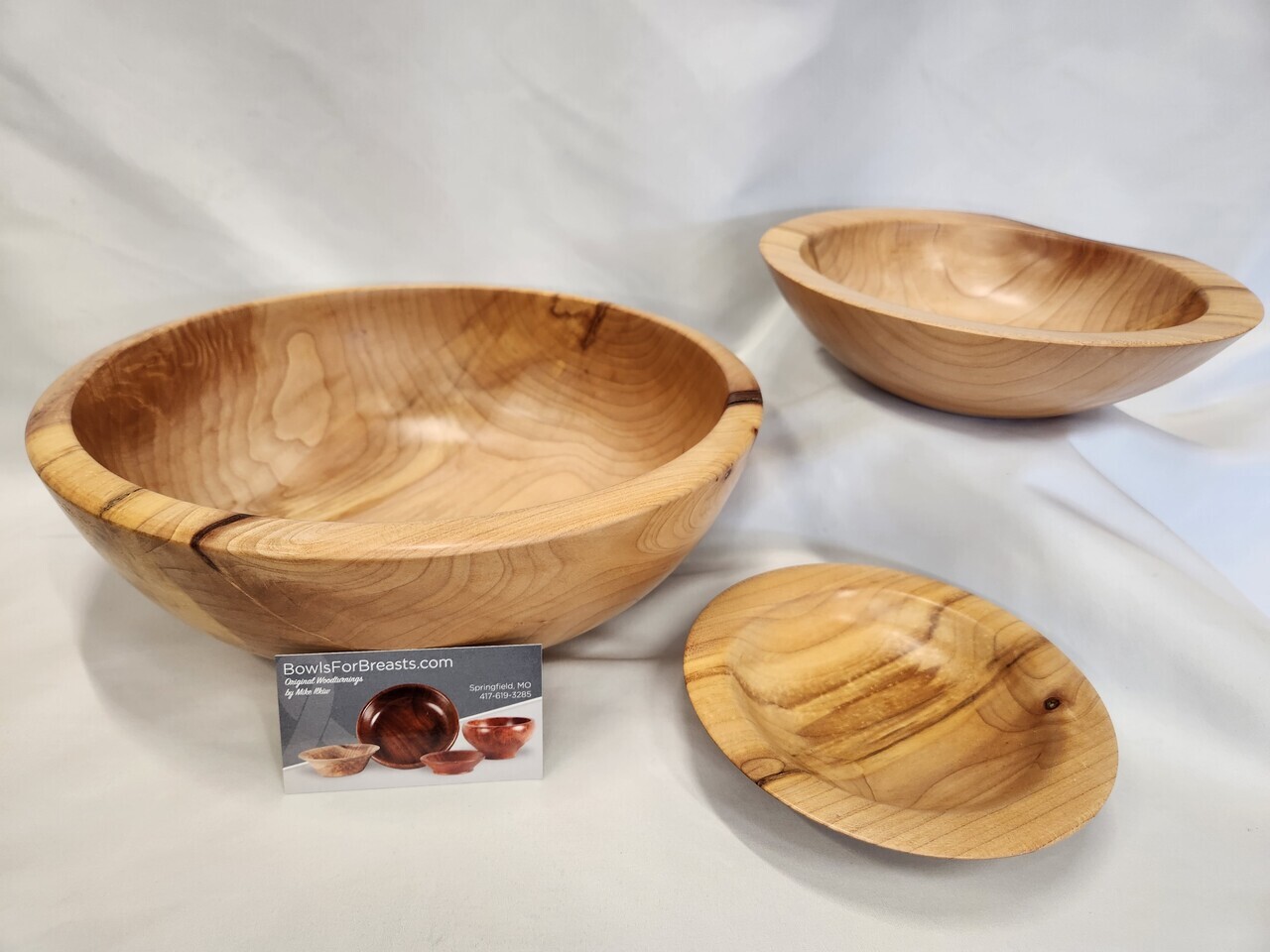 Set of 3 Hand Turned Wood Bowls auction item image