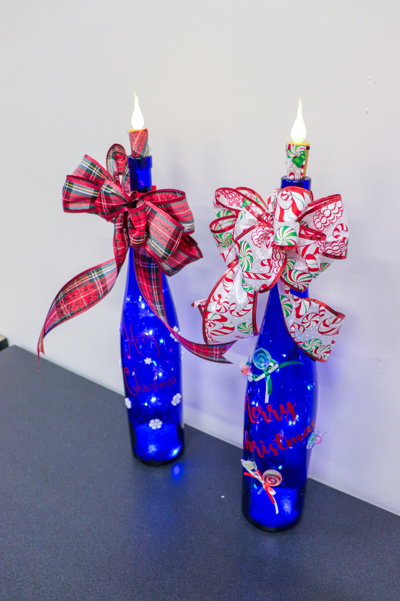 Light up blue holiday decor auction item image