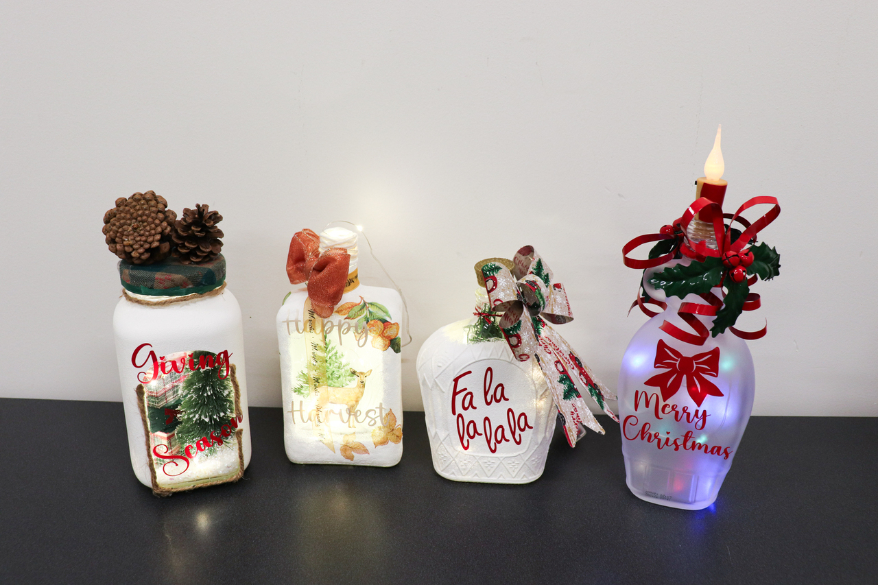 Light up holiday bottles auction item image