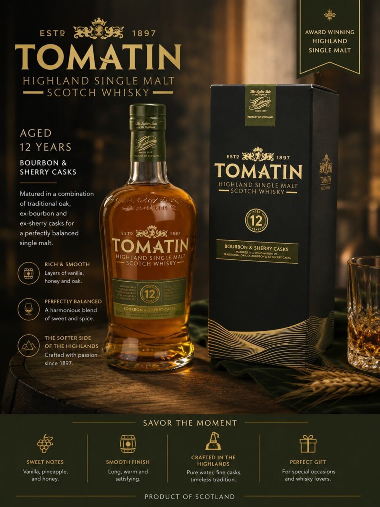 Tomatin 12-Year Highland Scotch auction item image